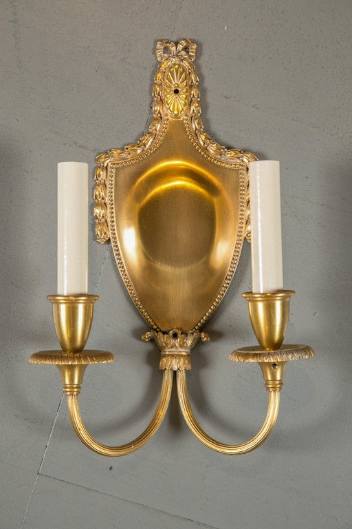 Pair of circa 1920s Sterling Bronze & Co. Gilt Bronze Sconces