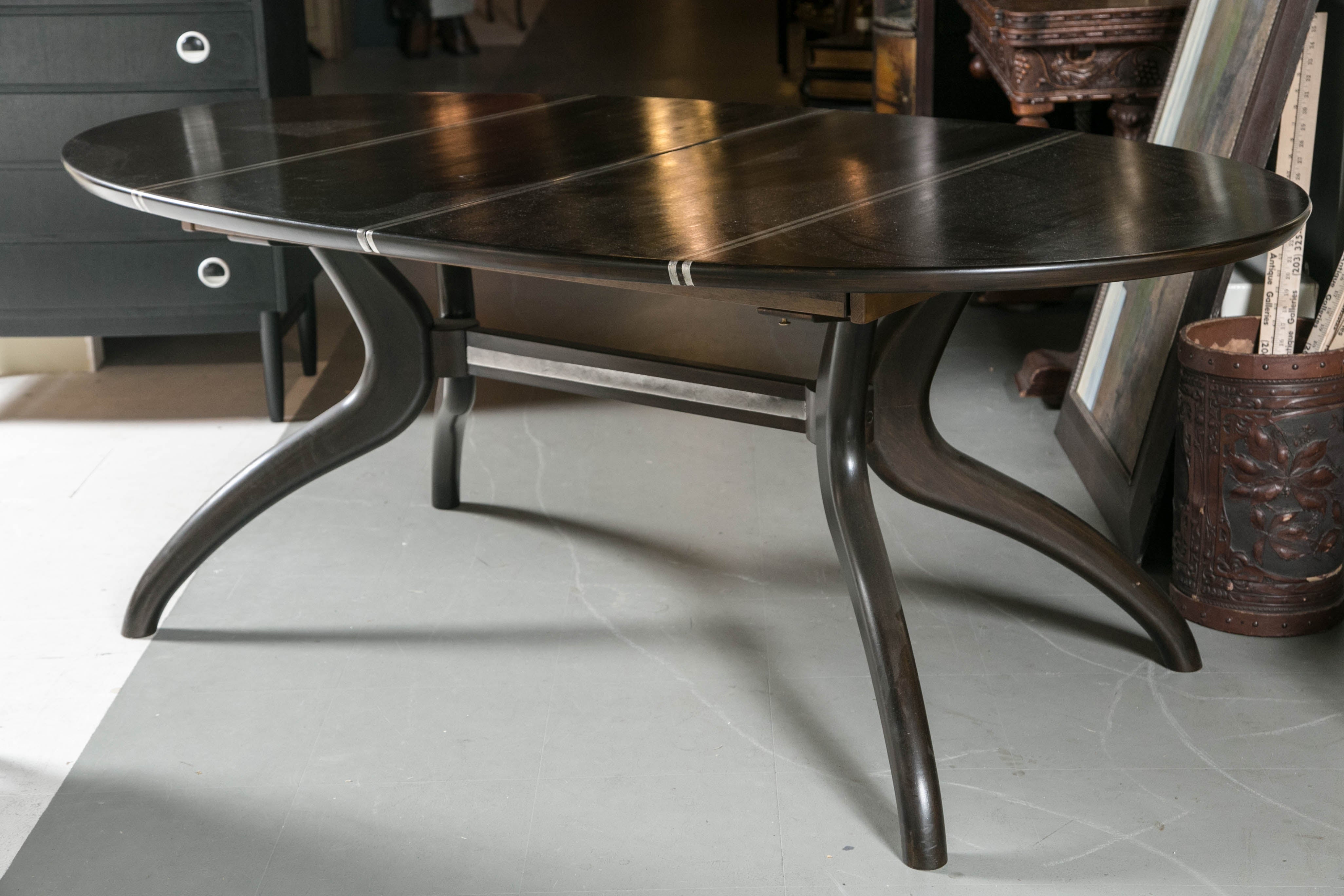 Scandinavian Table with Silver Leaf For Sale