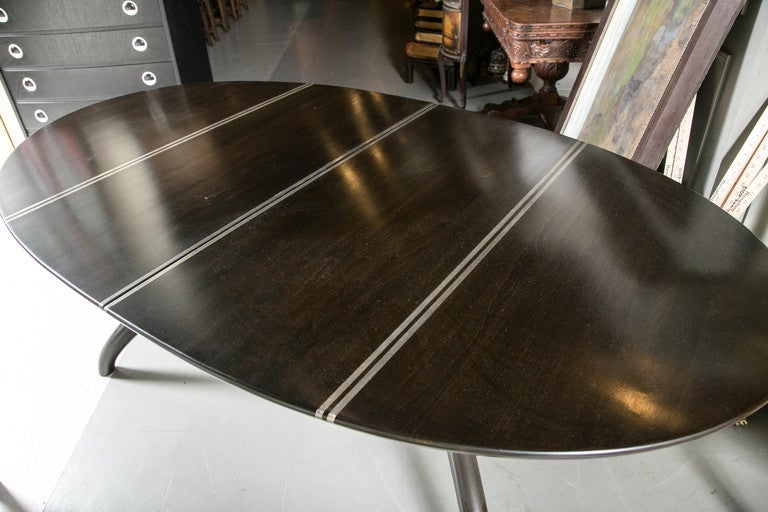 Mid-Century Modern Scandinavian Table with Silver Leaf For Sale