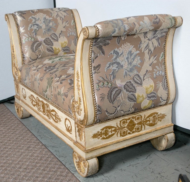 19th c. French Empire painted and gilt settee.