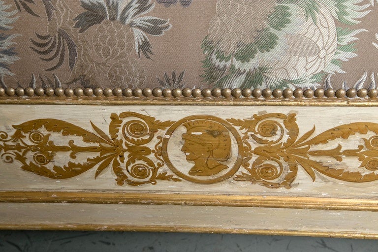 19th Century French Empire Painted and Gilt Settee For Sale 2