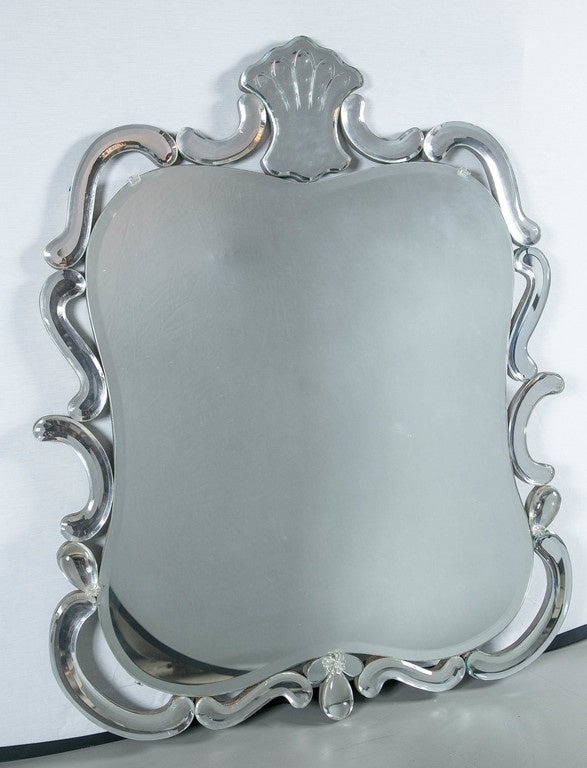 1940s Unusual etched Venetian mirror.