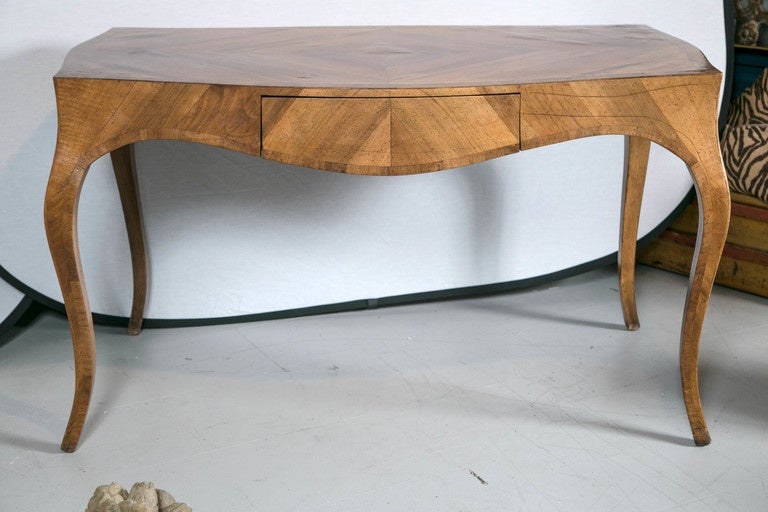 Mid Century Italian Olive Wood Desk For Sale 1