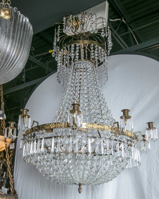 A late 19th century Swedish empire style chandelier.
