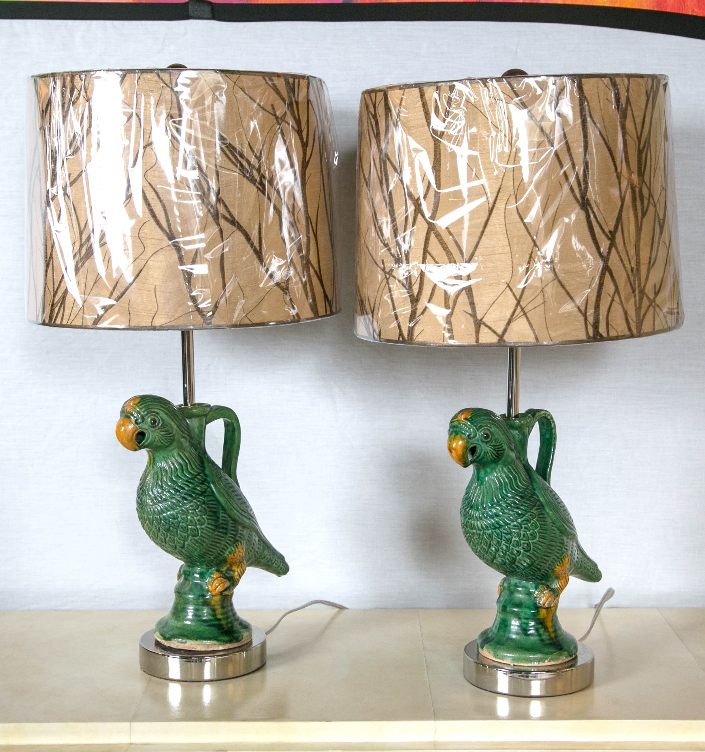 Pair of Vintage Parrot Lamps