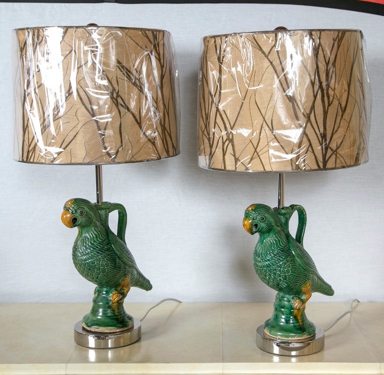 Pair of vintage parrot lamps.