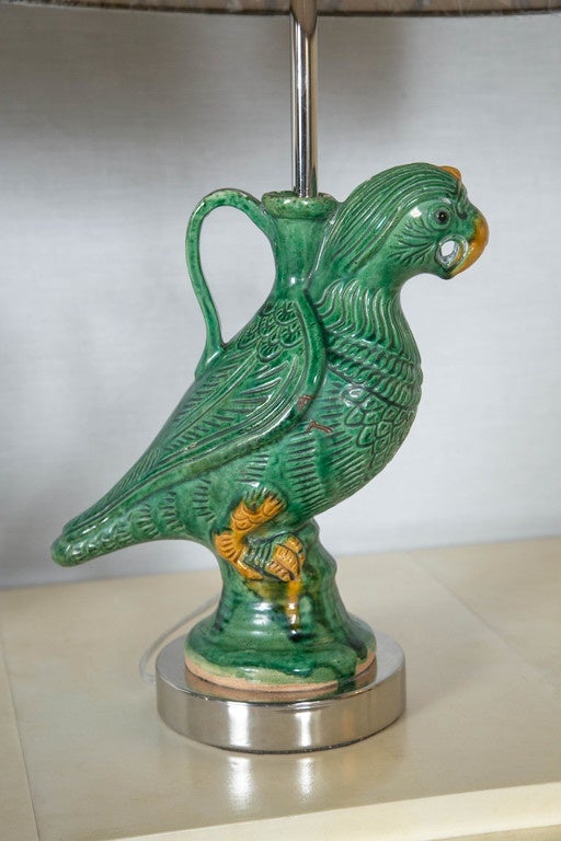 Mid-20th Century Pair of Vintage Parrot Lamps