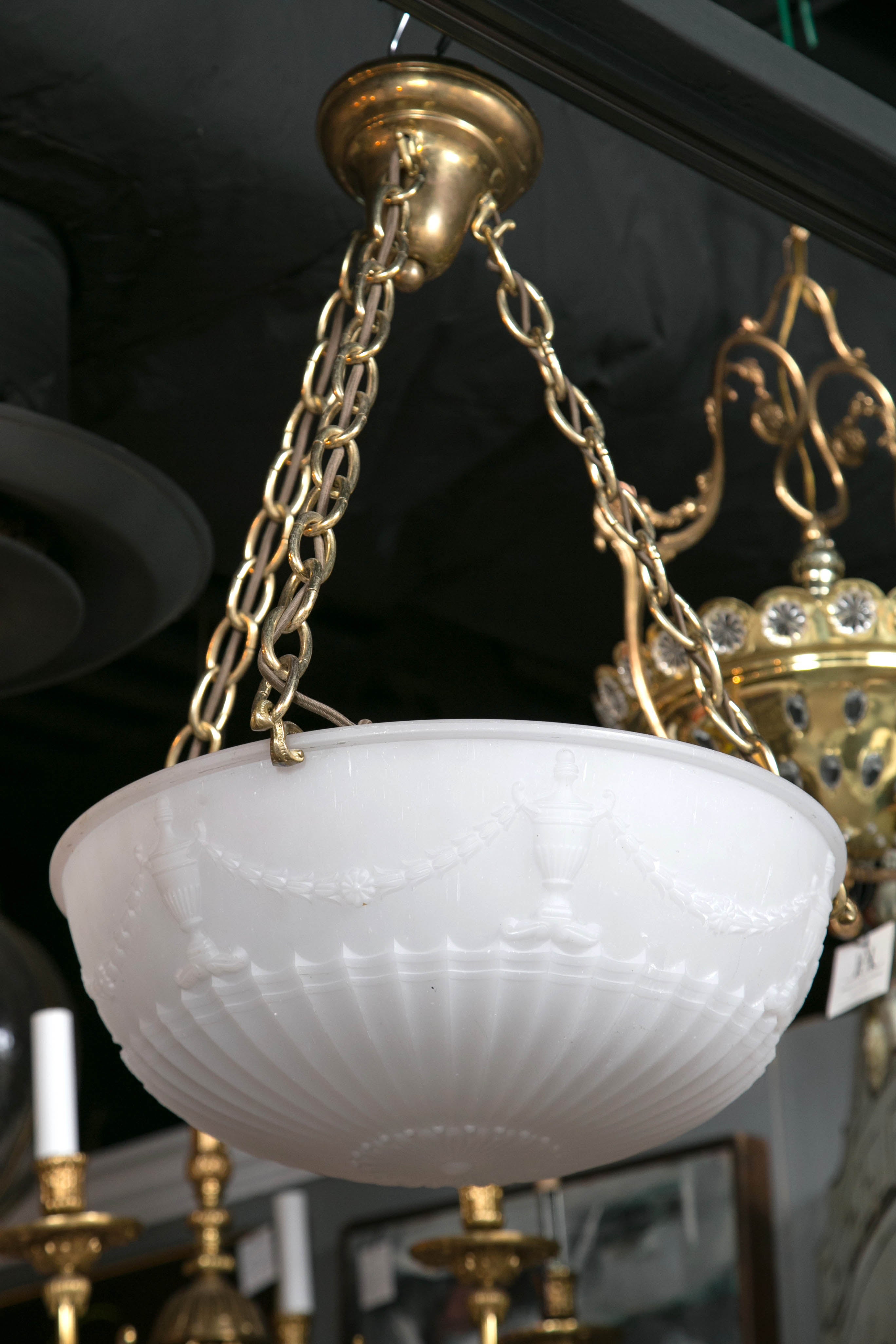 Neoclassical style dome fixture wired and ready to hang, circa 1930s