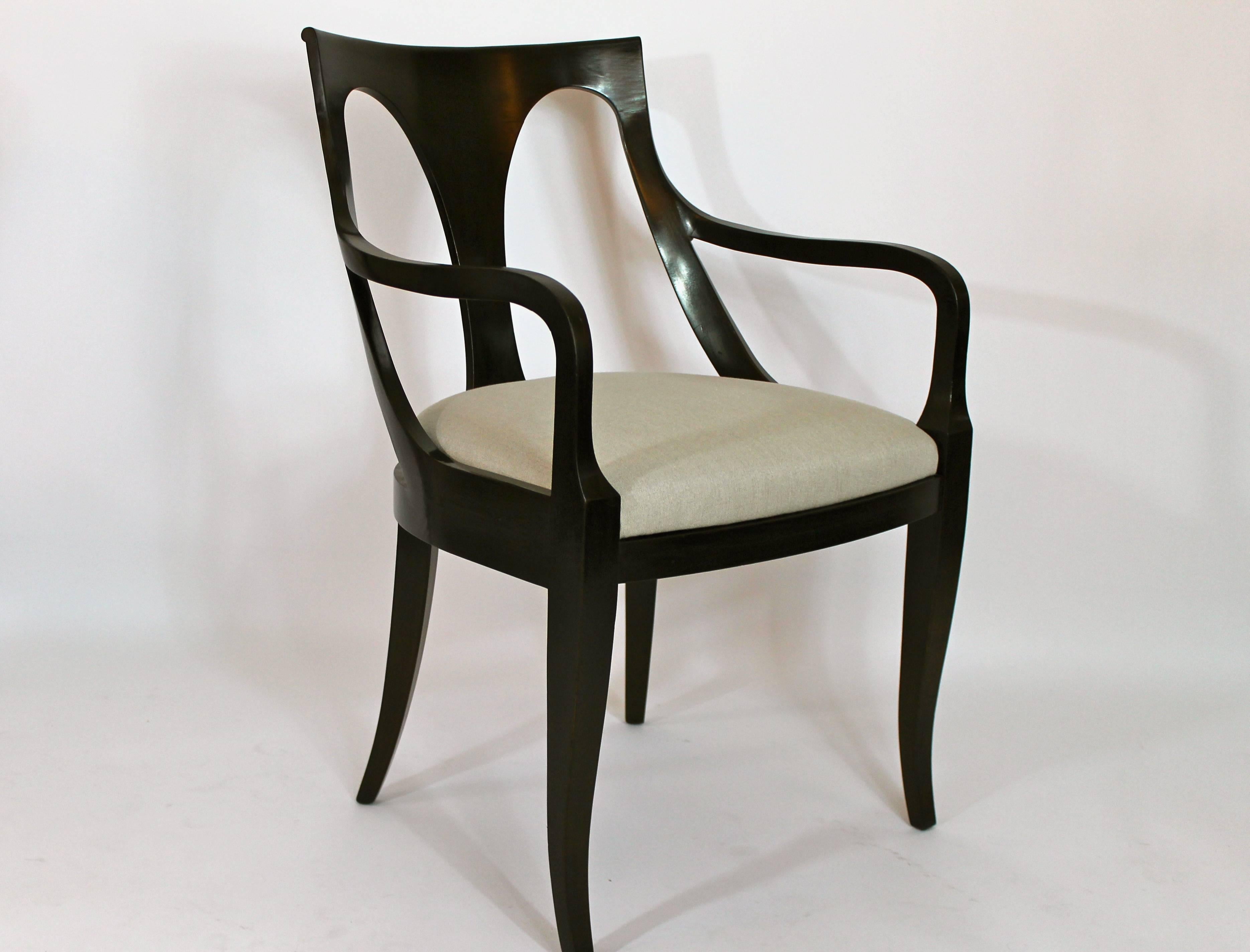 Mid-Century Modern Set of Six Empire-Inspired Dining Chairs by Kindel For Sale