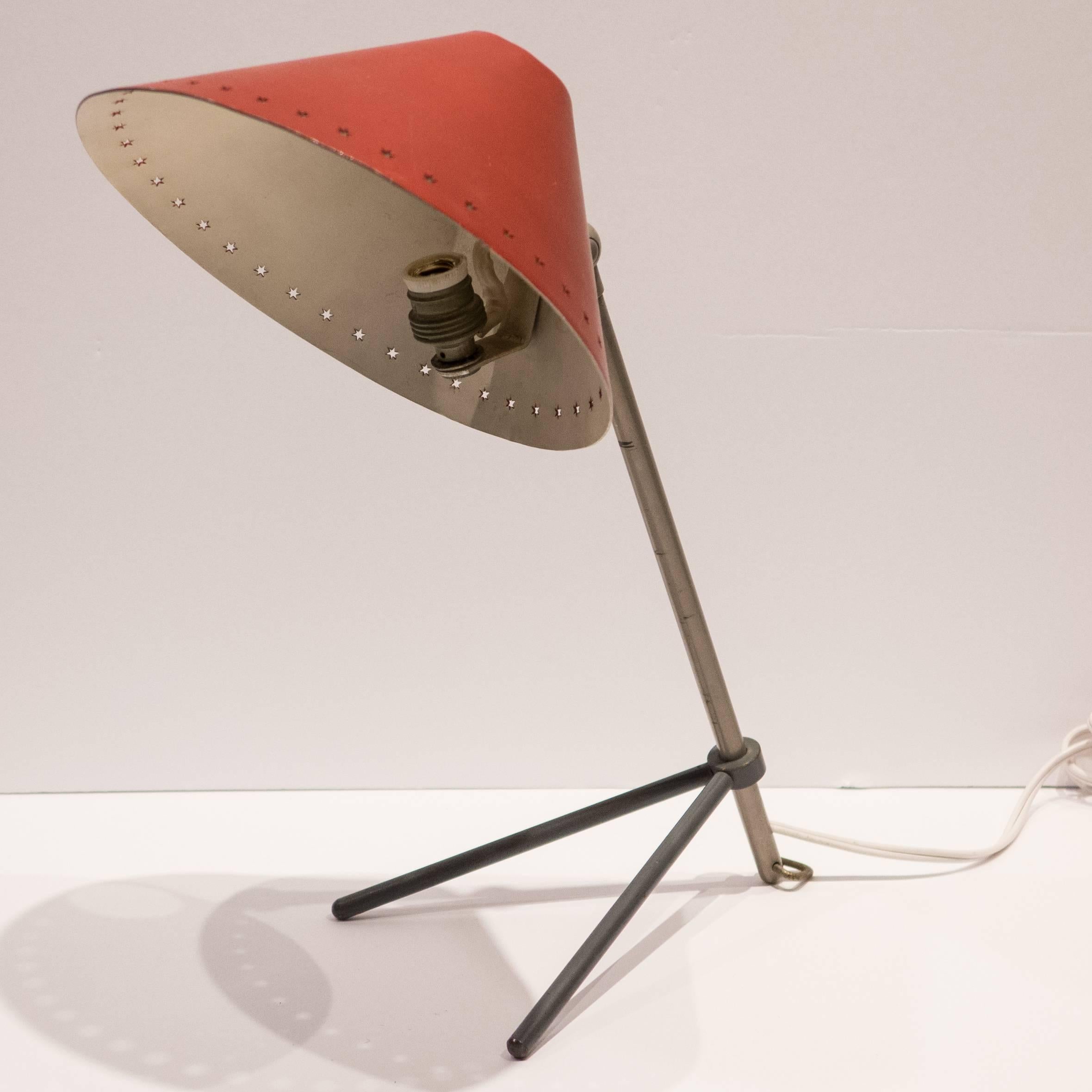 Mid-Century Modern Pinocchio Table or Wall Lamp with Red Visor