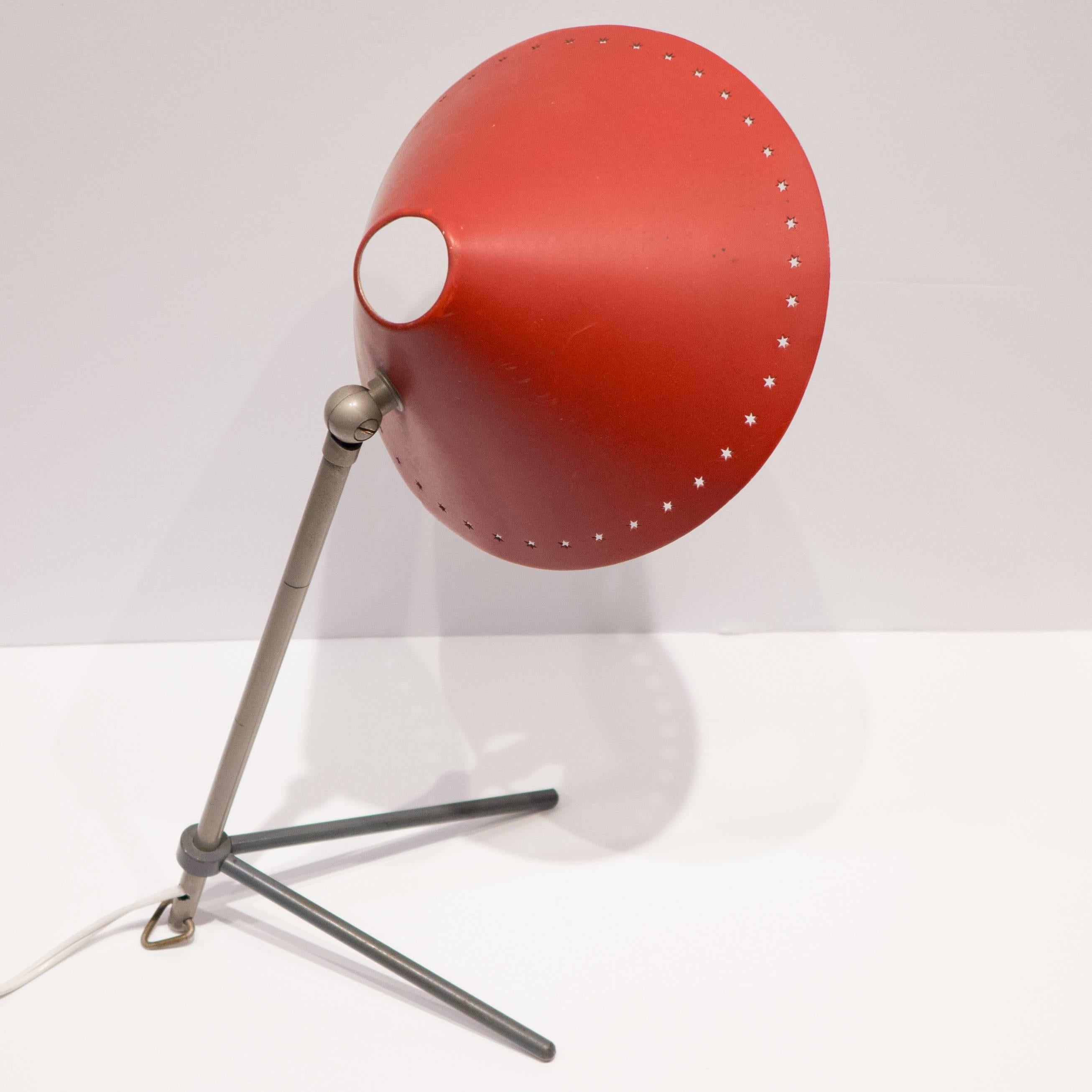 Dutch Pinocchio Table or Wall Lamp with Red Visor