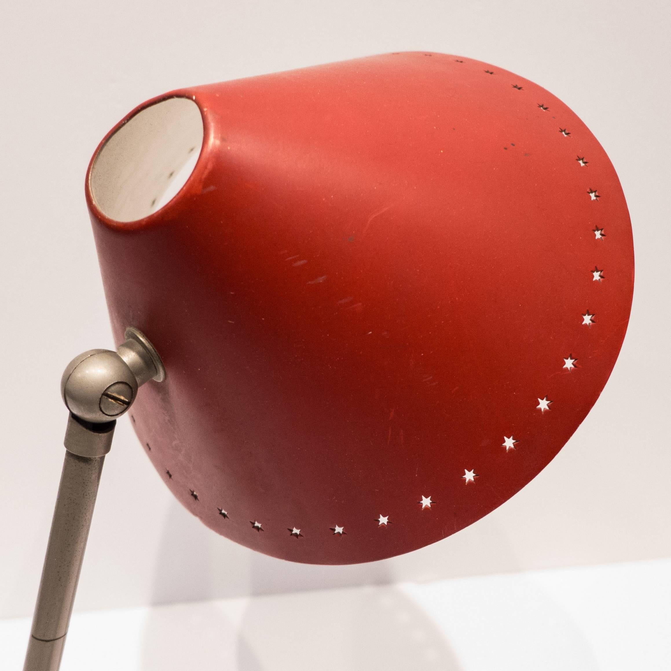Lacquered Pinocchio Table or Wall Lamp with Red Visor