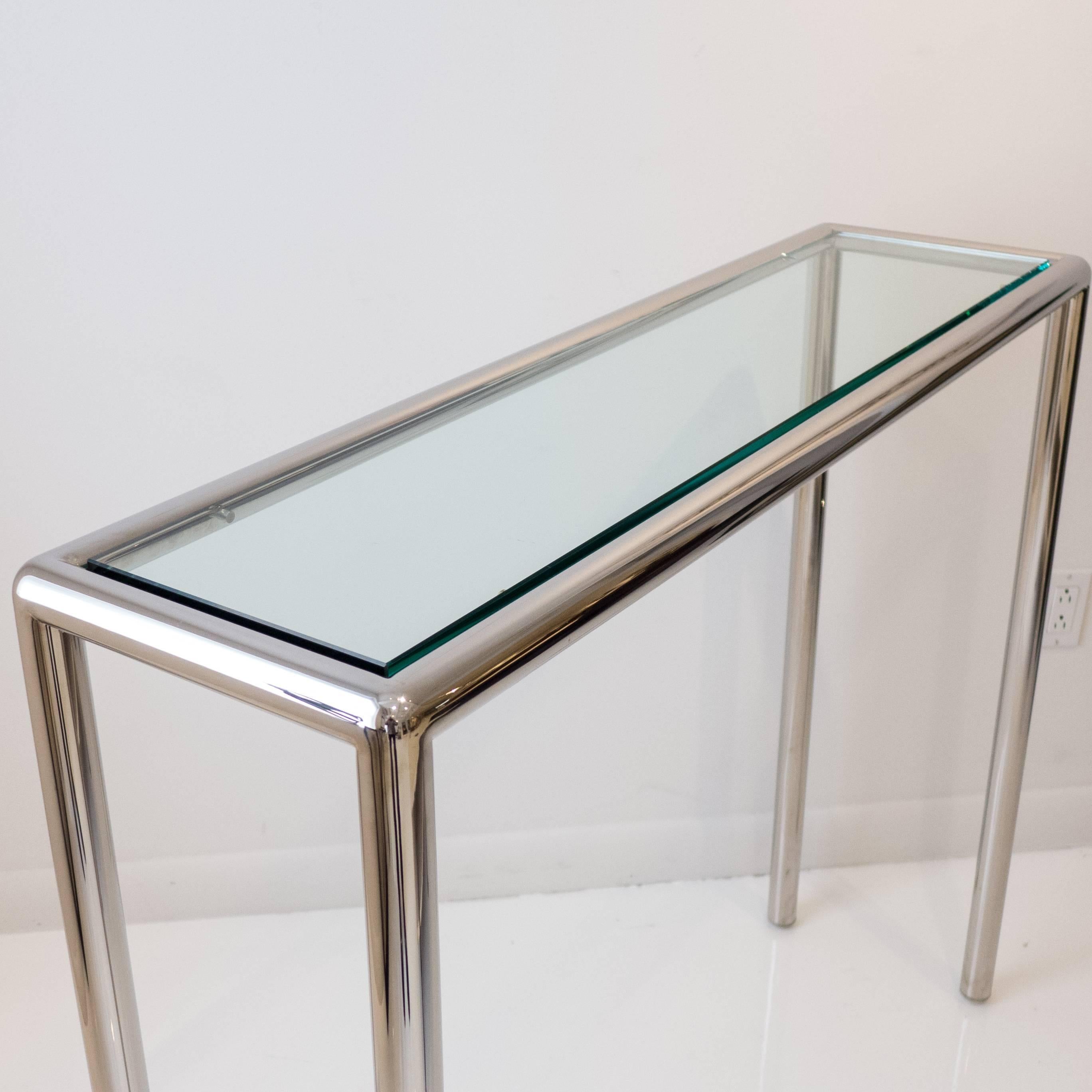 Glass Tubular Steel Console Table