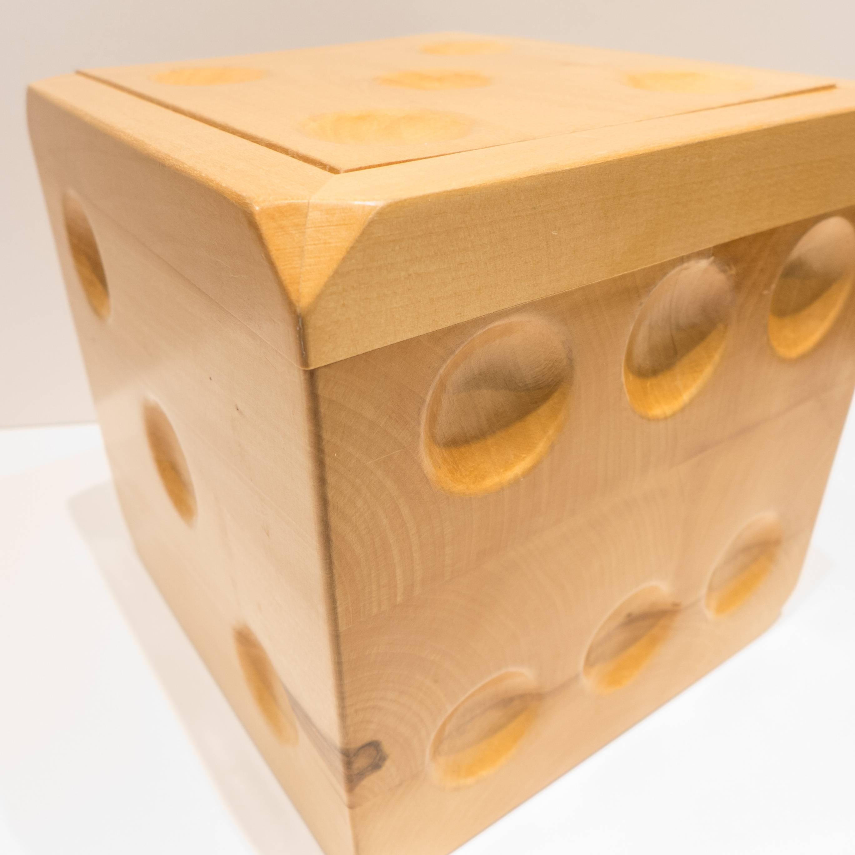Carved Wooden Dice Ice Bucket