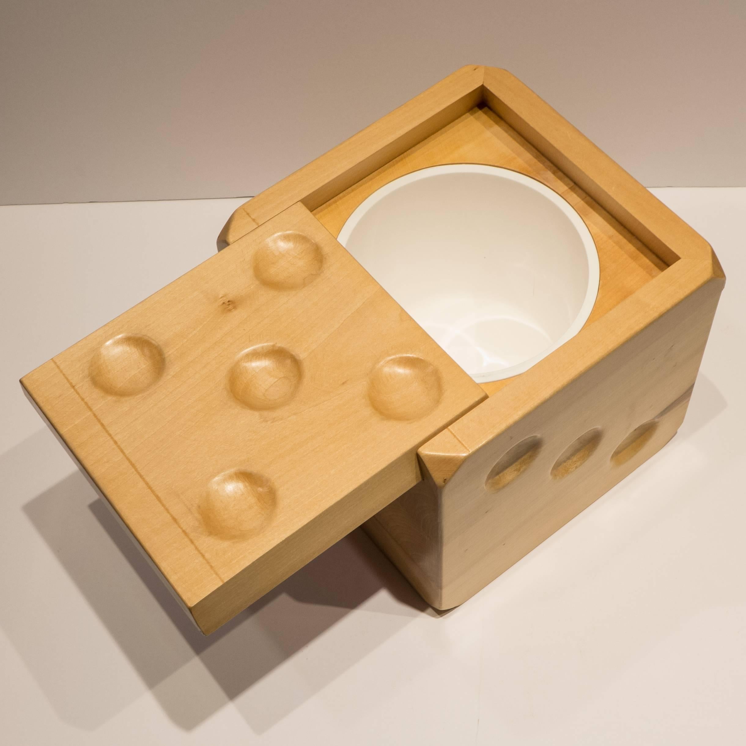 Wooden Dice Ice Bucket In Excellent Condition In New York, NY