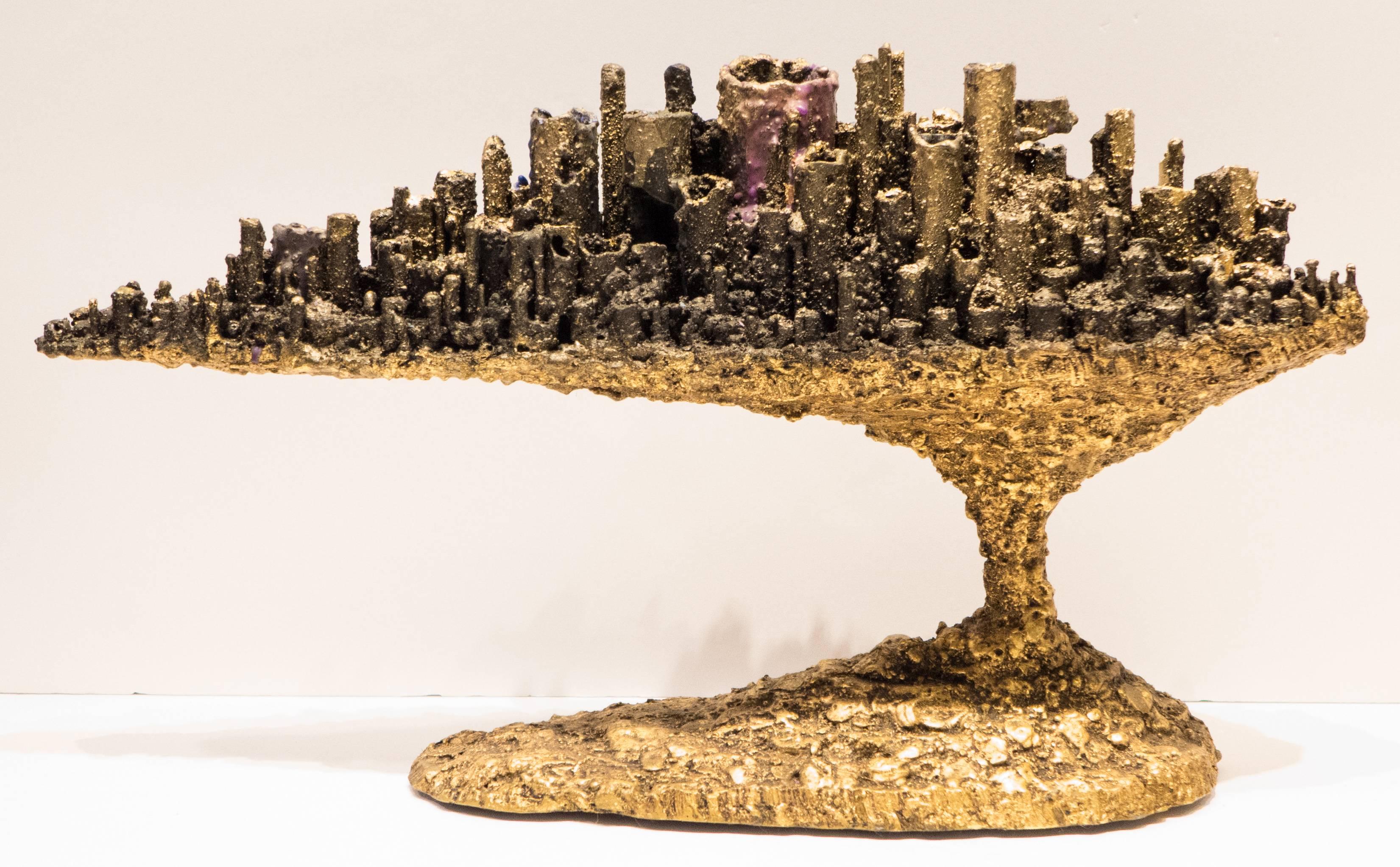 Vergoldeter Stahl-Kandelaber von James Bearden im Zustand „Hervorragend“ im Angebot in New York, NY