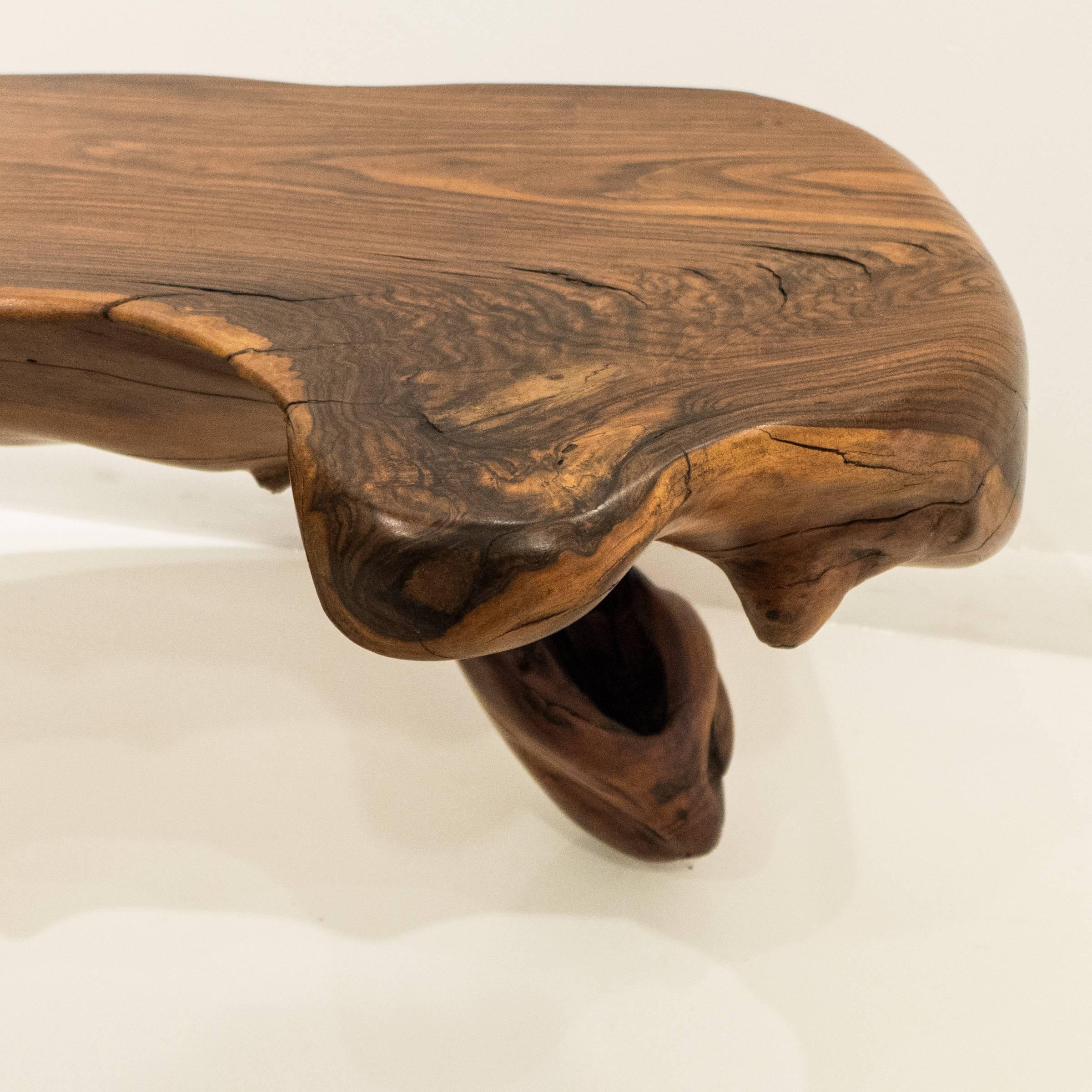 Mexican Live Edge Bench in Solid Rosewood In Excellent Condition In New York, NY