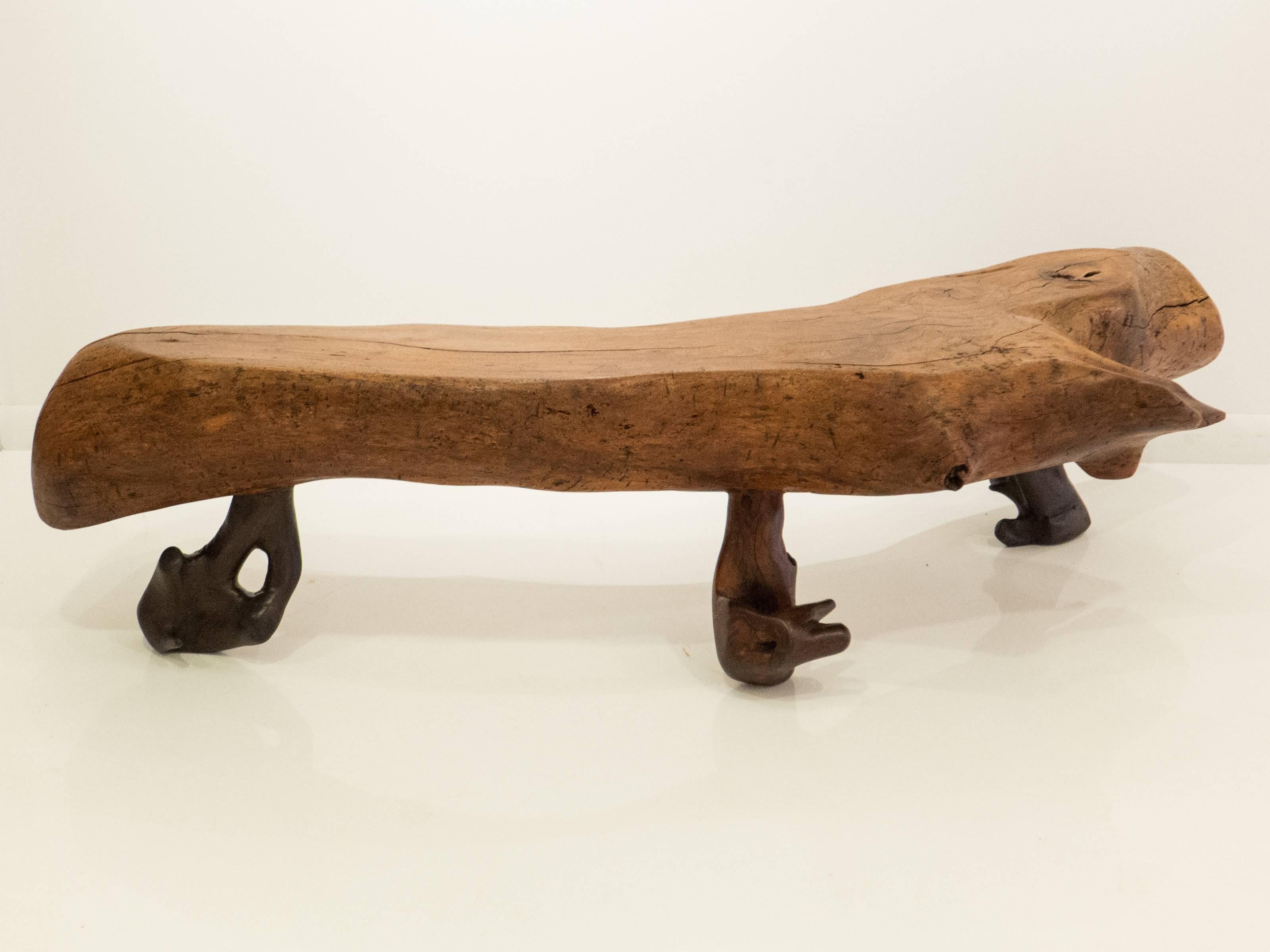 Brutalist Mexican Live Edge Bench in Sabino Wood