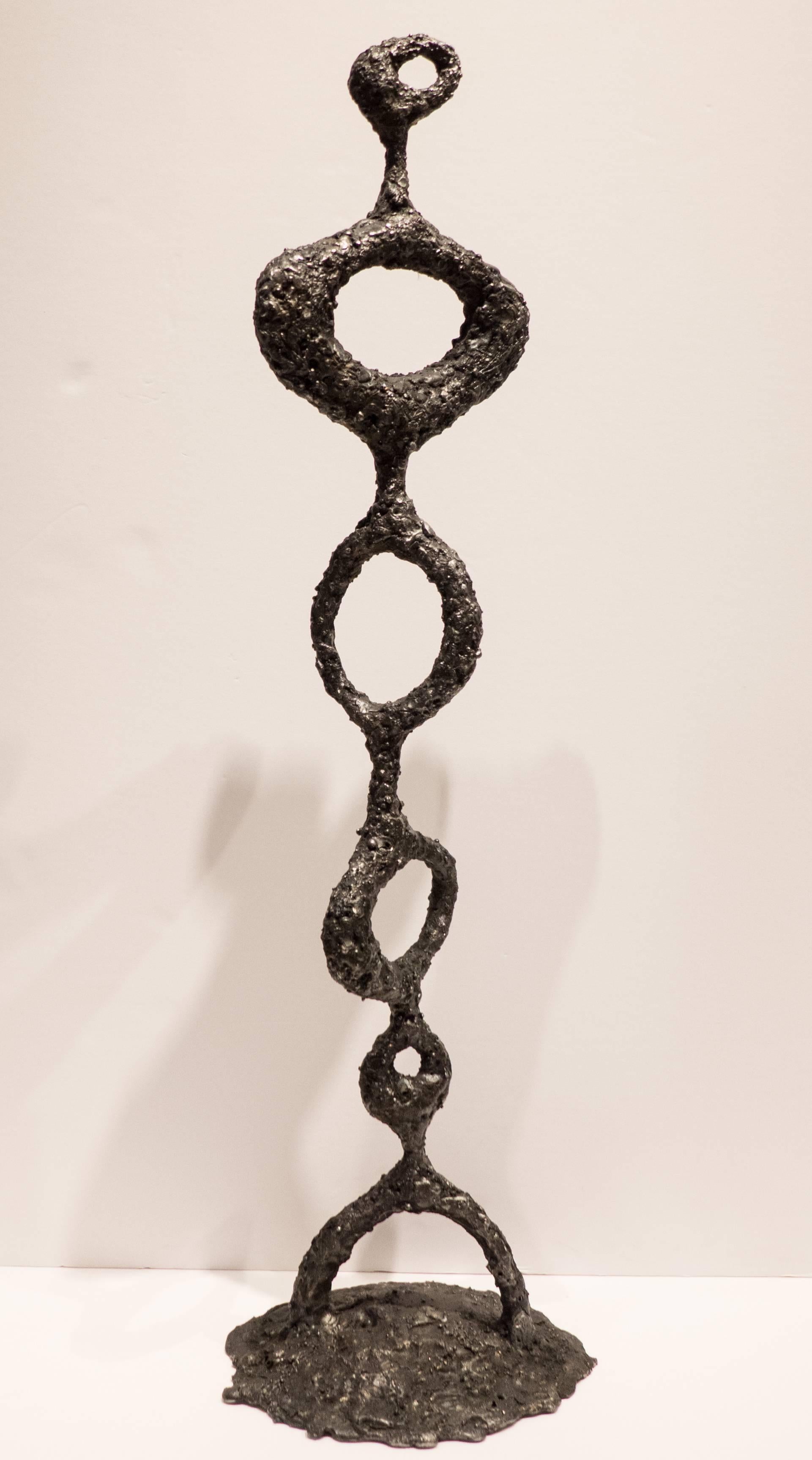 Brutalist sculpture of blackened and textured steel, by Des Moines, Iowa artist James Bearden. A new work from his Assemblage series. Bearden's work was featured recently in a solo exhibition at the NY Design Center titled 
