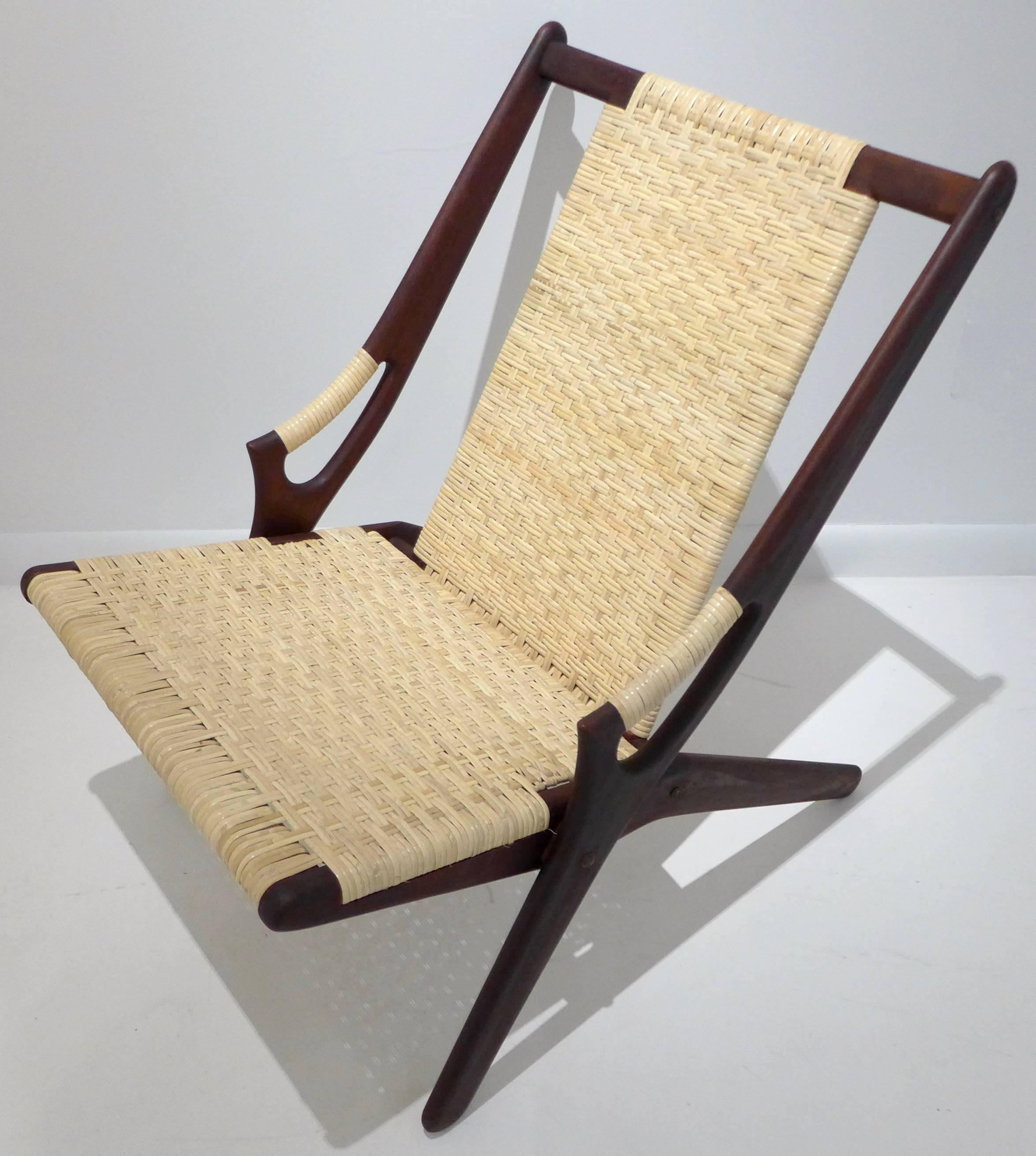 Woven Scissor Lounge Chair by Arne Hovmand-Olsen