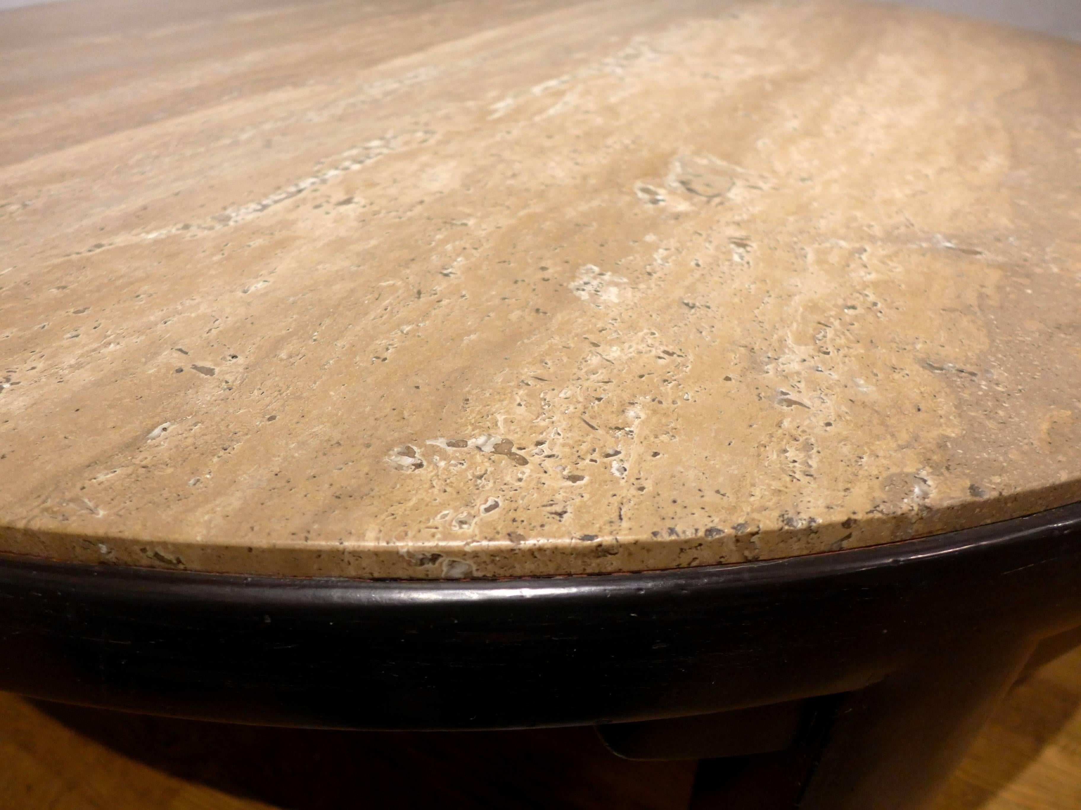 Edward Wormley Cocktail Table with Travertine Top In Excellent Condition In New York, NY