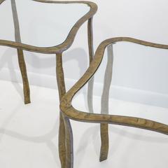 Pair of Sinuous Bronzed Steel Side Tables by Silas Seandel