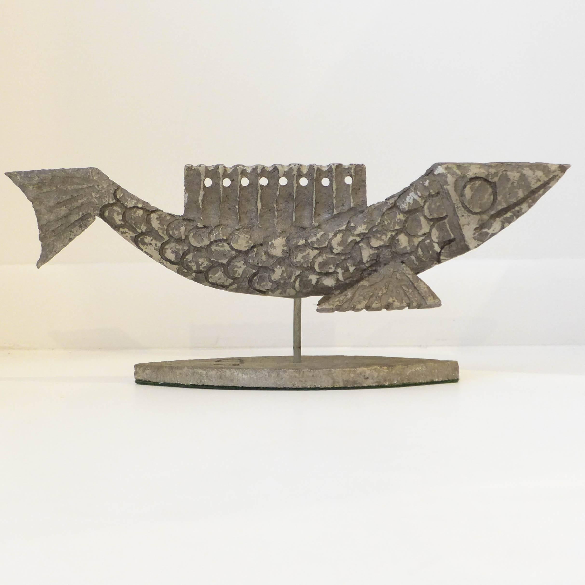 American Brutalist Cast Aluminum Fish Sculpture