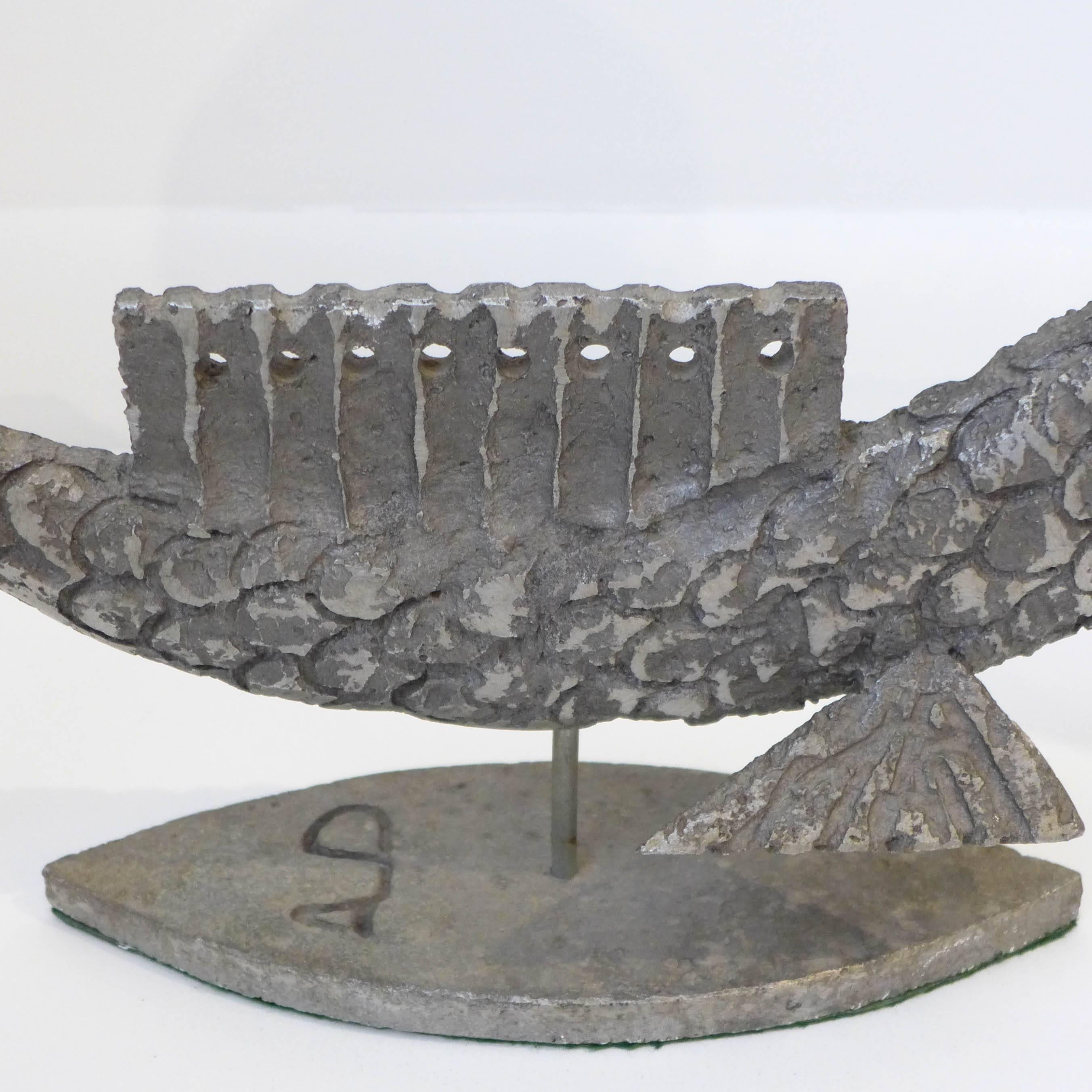 Brutalist Cast Aluminum Fish Sculpture In Excellent Condition In New York, NY