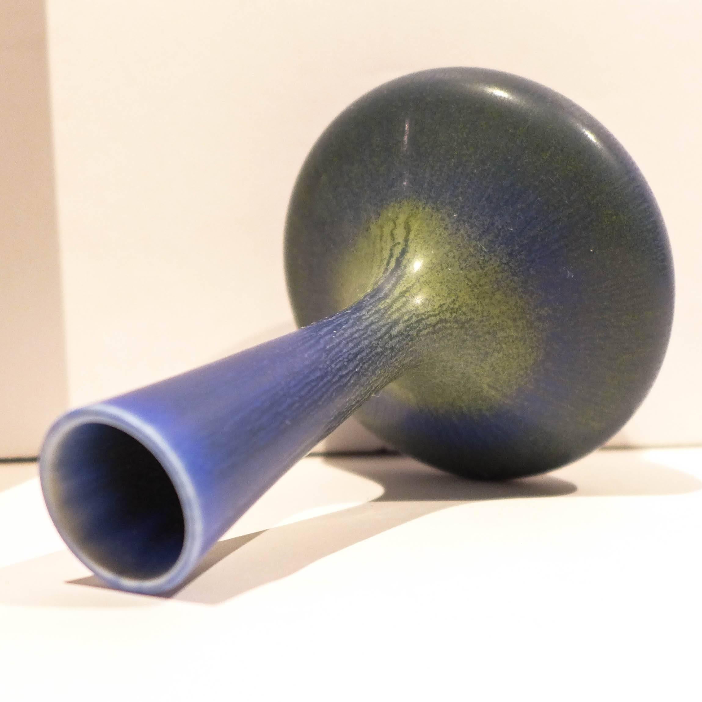 Scandinavian Modern Berndt Friberg Vase with Vivid Blue-Green Glaze