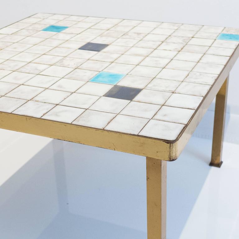 MidCentury Ceramic Tile Side Table For Sale at 1stDibs