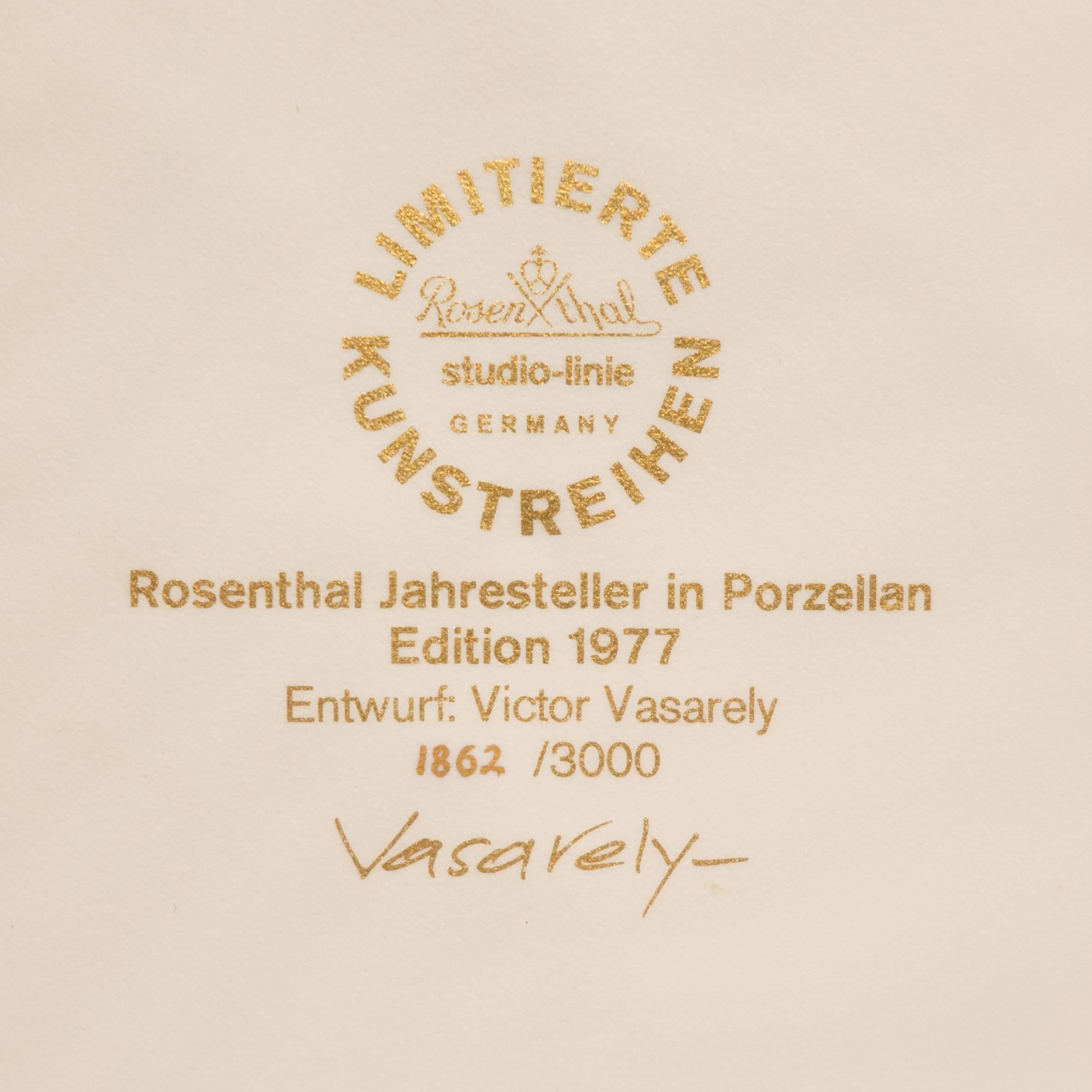 Modern Victor Vasarely Op Art Plaque for Rosenthal