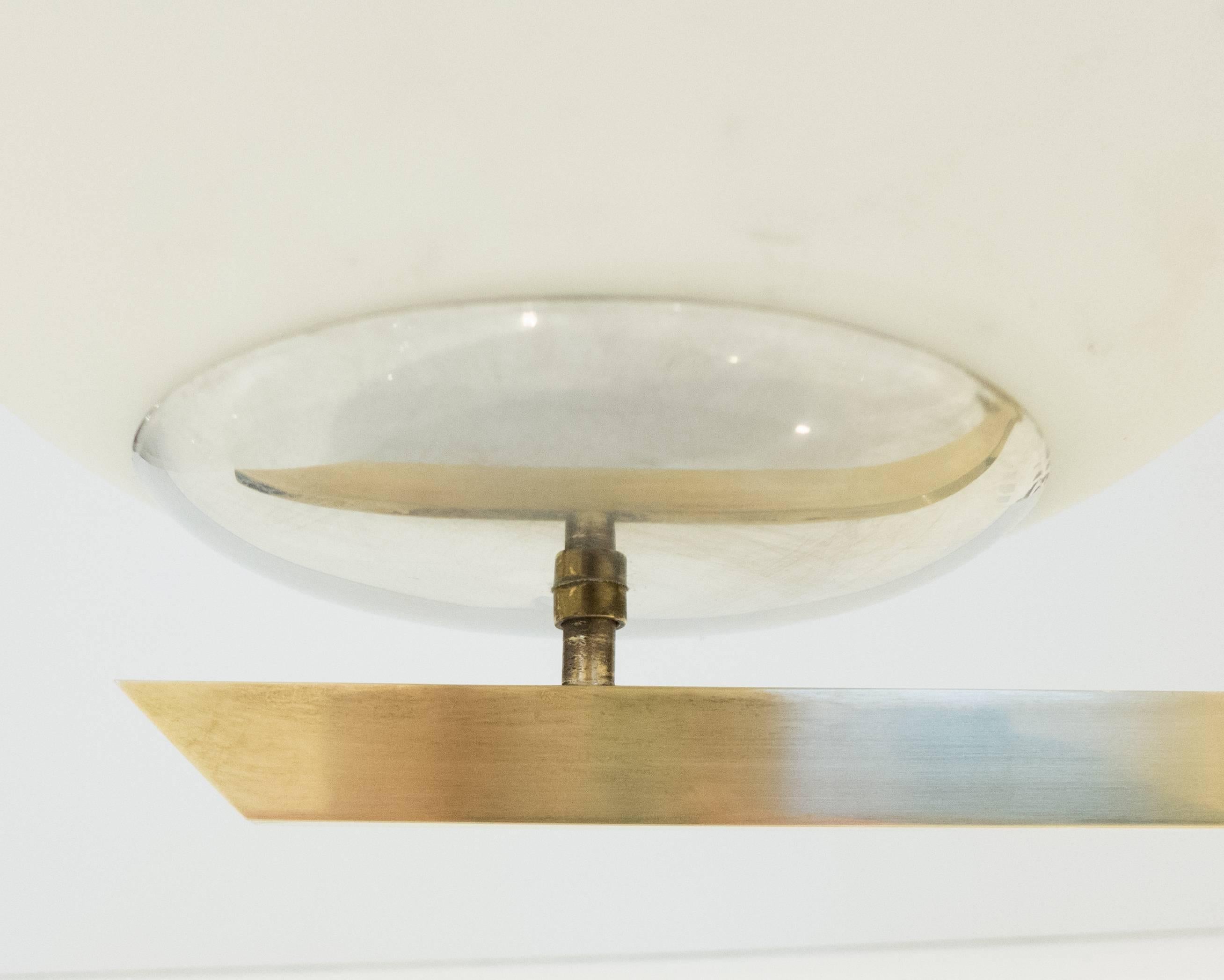 Brass Vintage Three-Arm Ceiling Light Attributed to Angelo Lelli