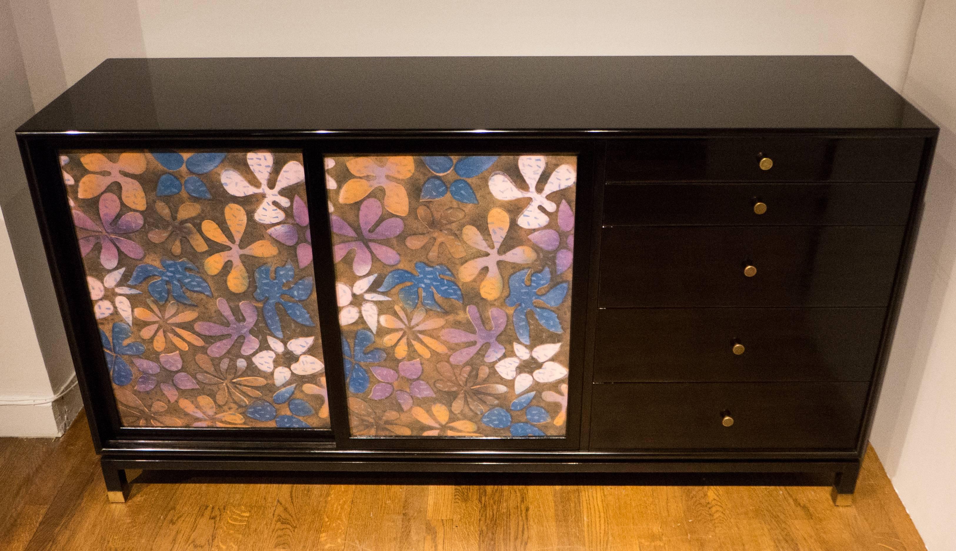 Mid-Century Modern Harvey Probber Cabinet with Jewelry Enamel Doors