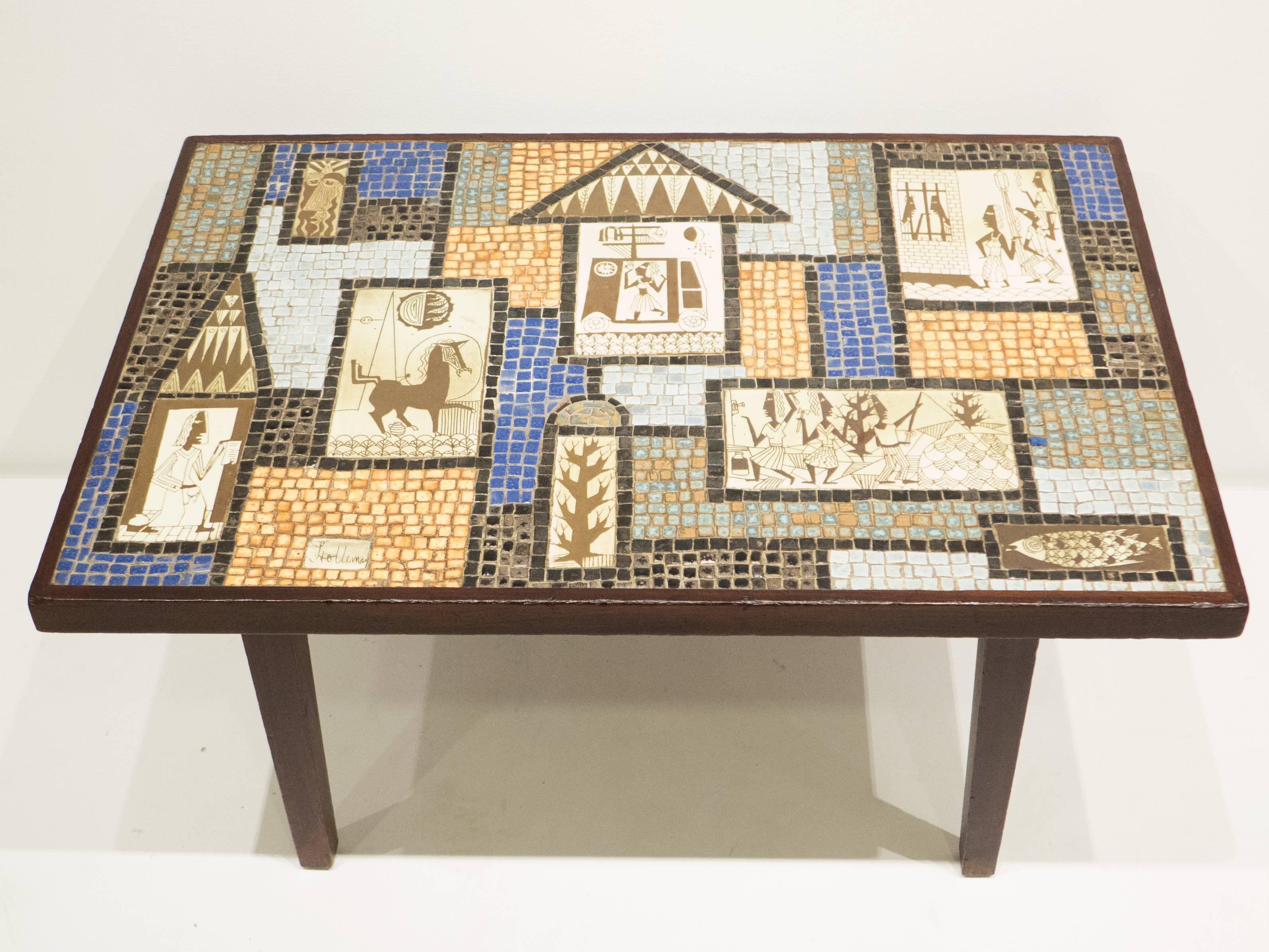 Mid-Century Modern David Holleman Ceramic Mosaic Table