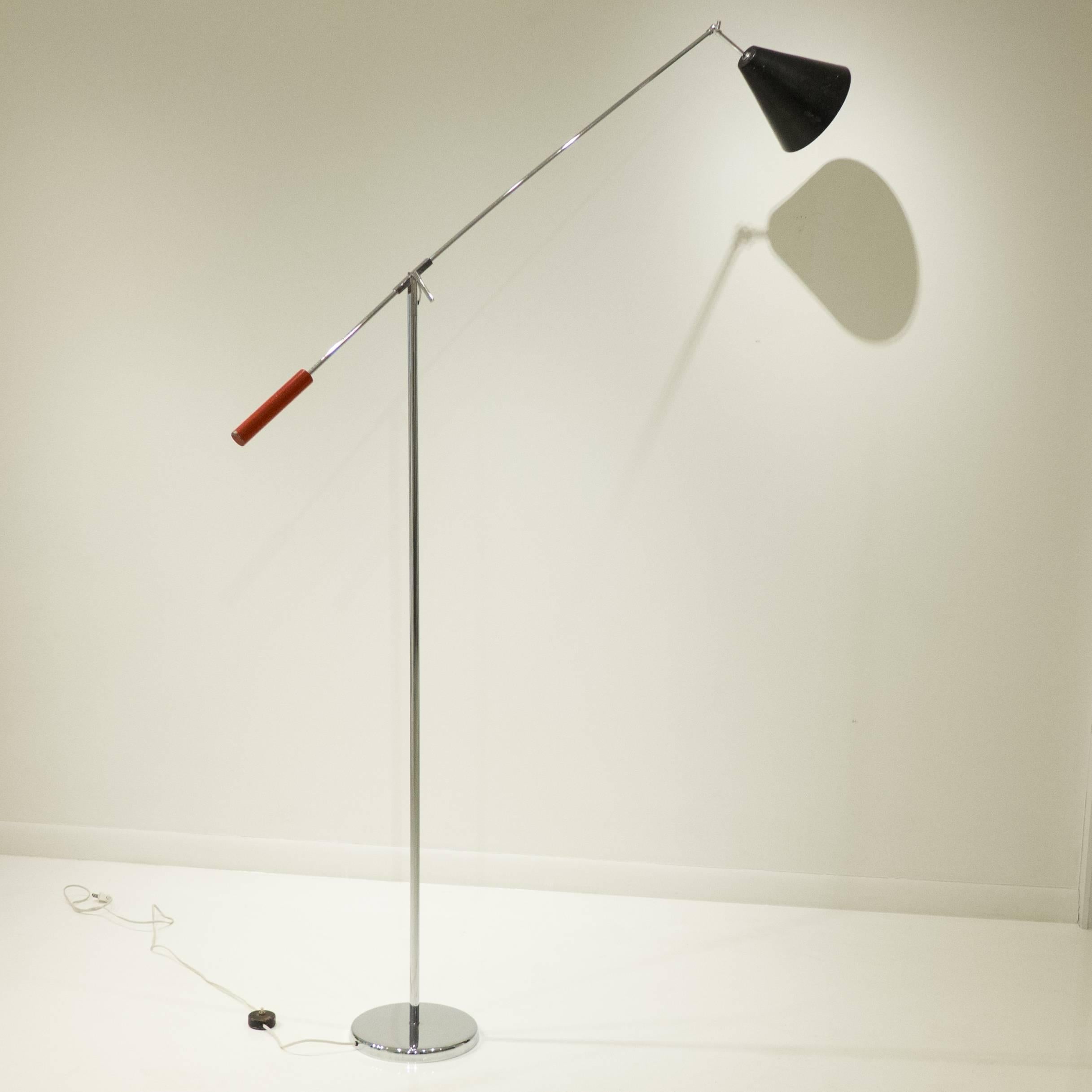 Mid-Century Modern Tall Single Arm Floor Lamp by Robert Sonneman
