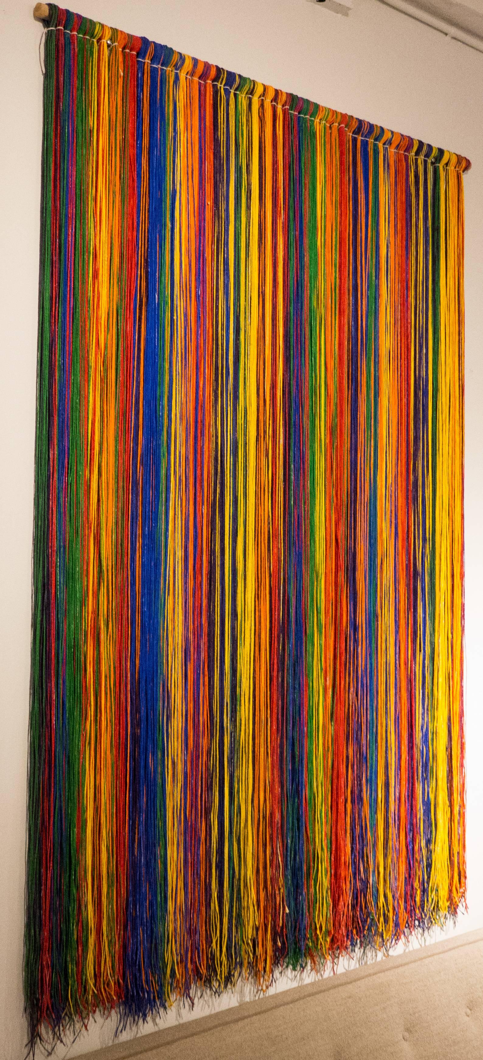 String painting by David Roth titled "The Passage of the Spectrum Through each Color, woven with its Complimentary Inversion" This is the second version, executed in 2000, based on Program #5 from 1970. Roth (b. 1942) studied with Aaron