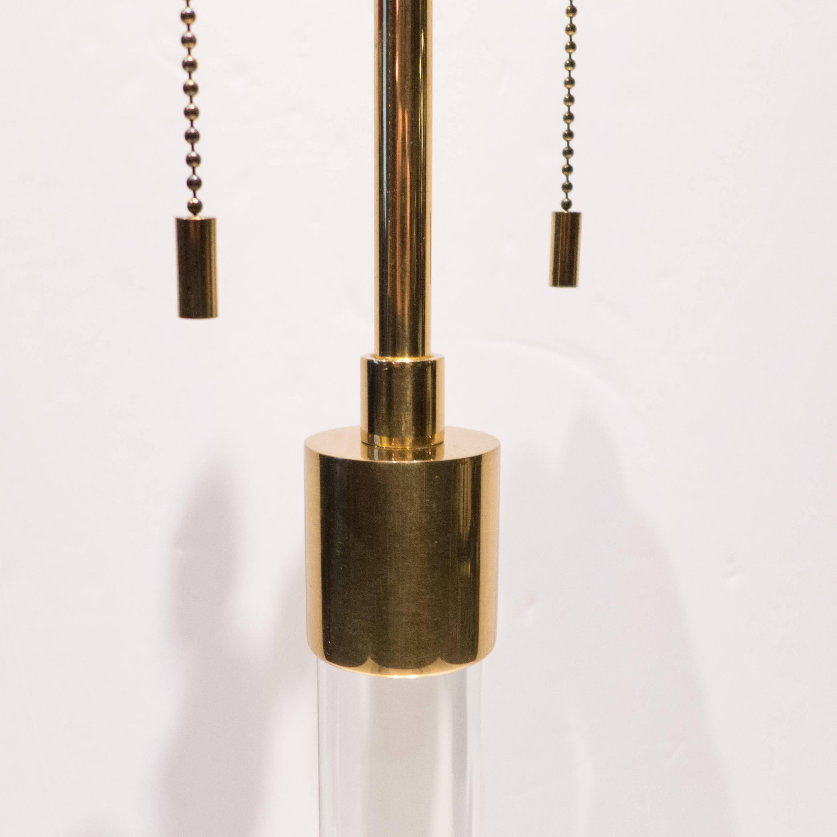 American Hansen Table Lamp in Brass and Glass