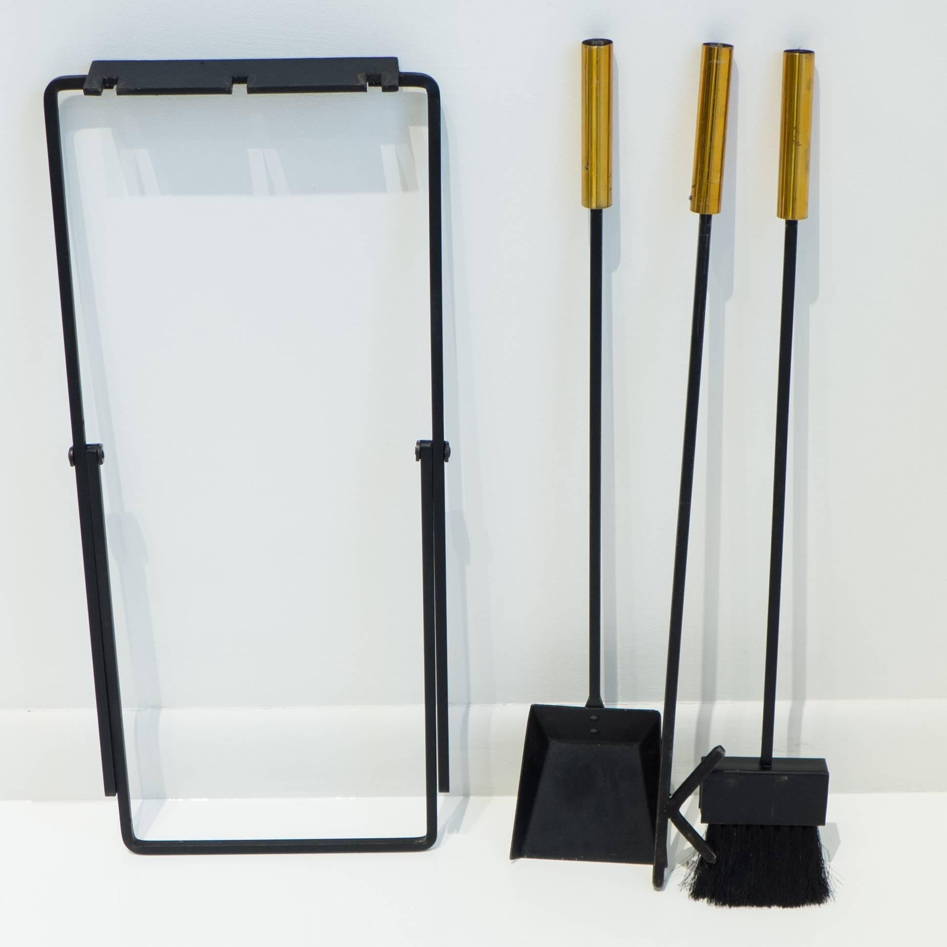 Brass Gene Tepper Fireplace Set