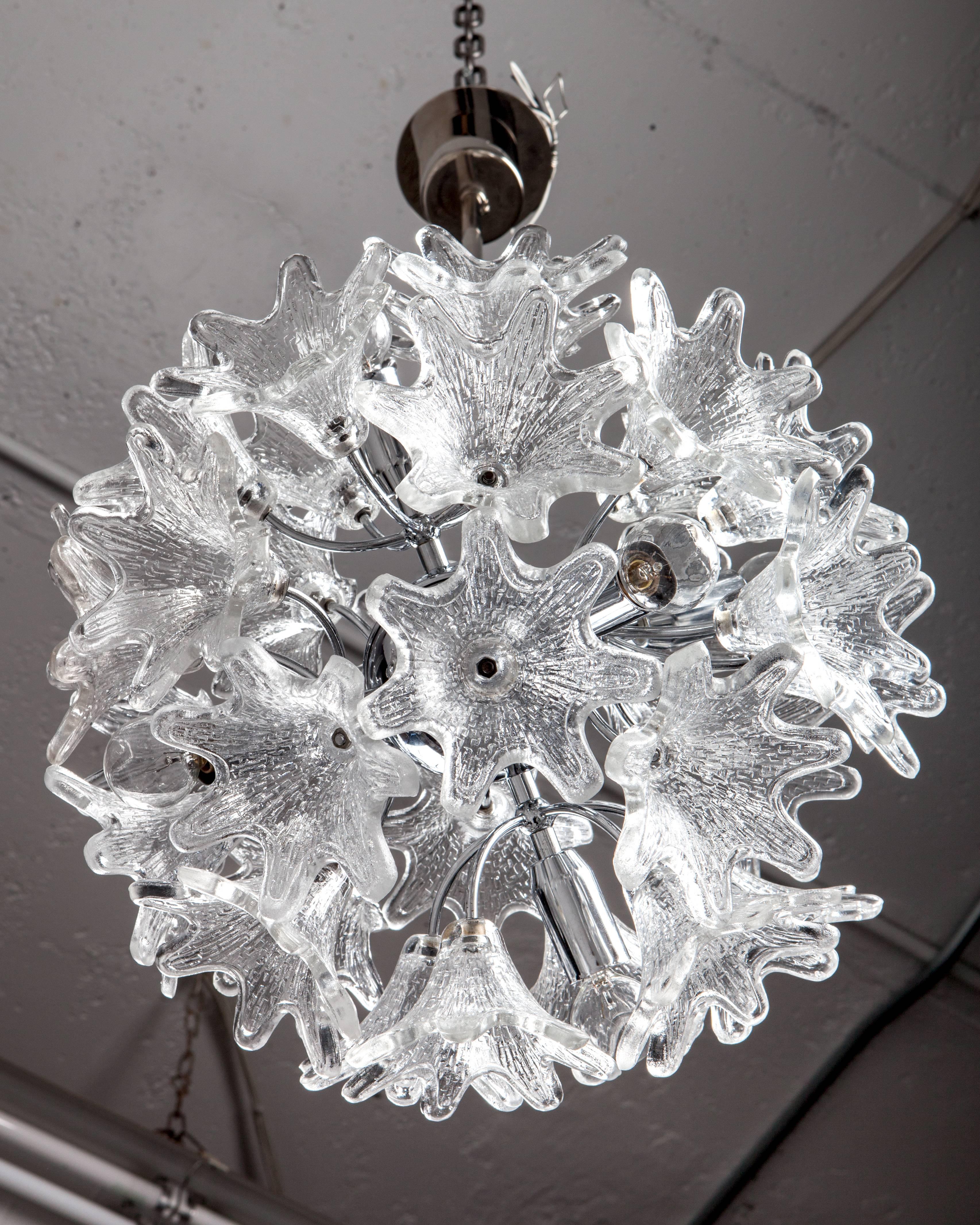 VeArt Italian Glass and Chrome Sputnik Chandelier, Circa 1960 In Good Condition In New York, NY