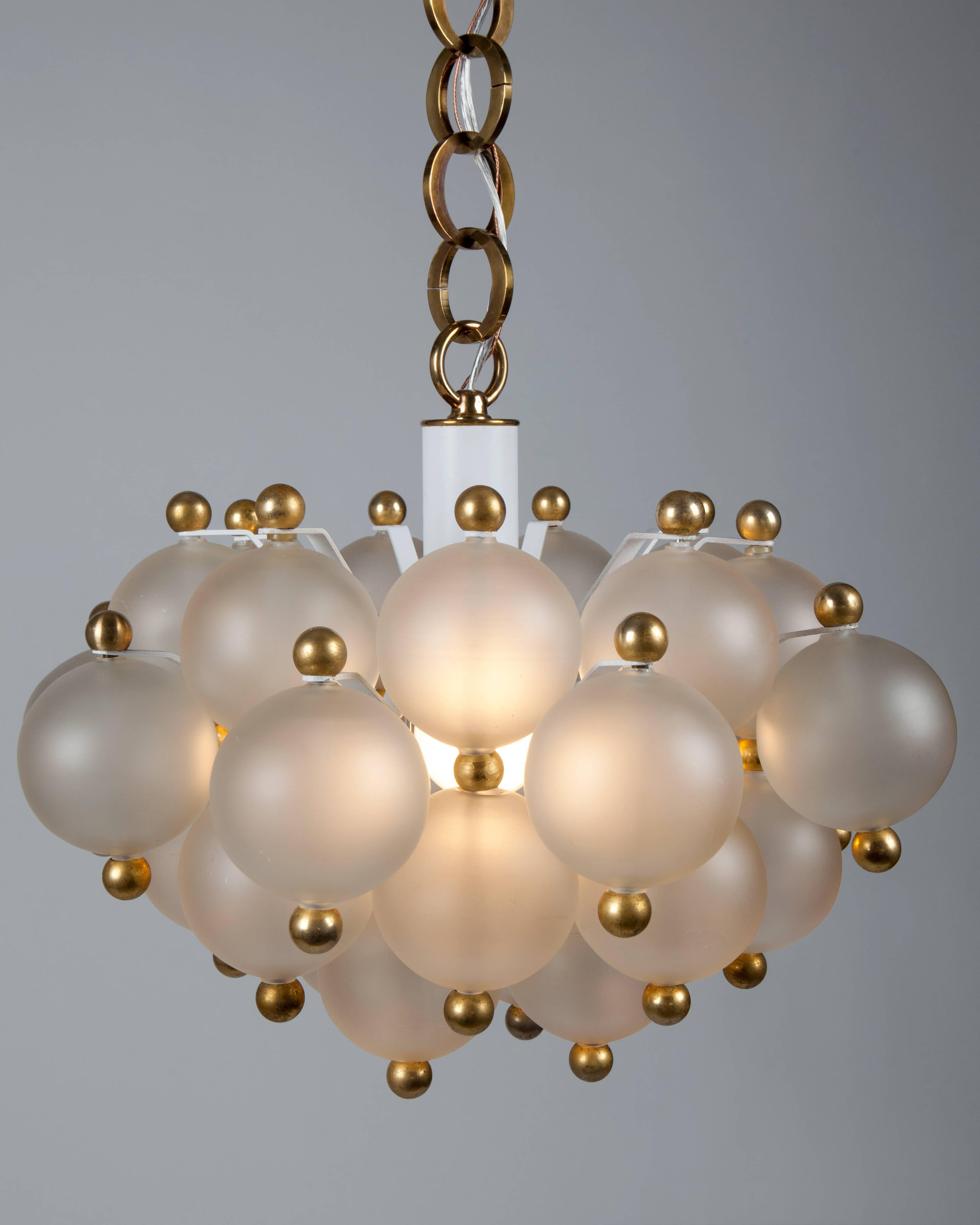 Mid-Century Modern Italian Glass and Brass Pendant by Seguso, Circa 1960