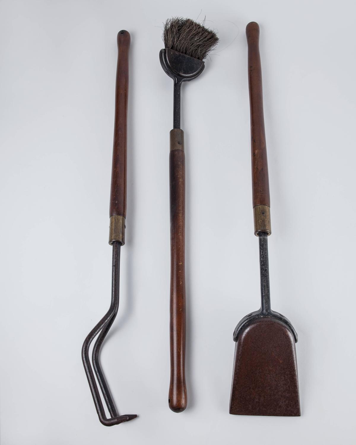 Wooden Fireplace Tool Set, circa 1960 For Sale at 1stdibs