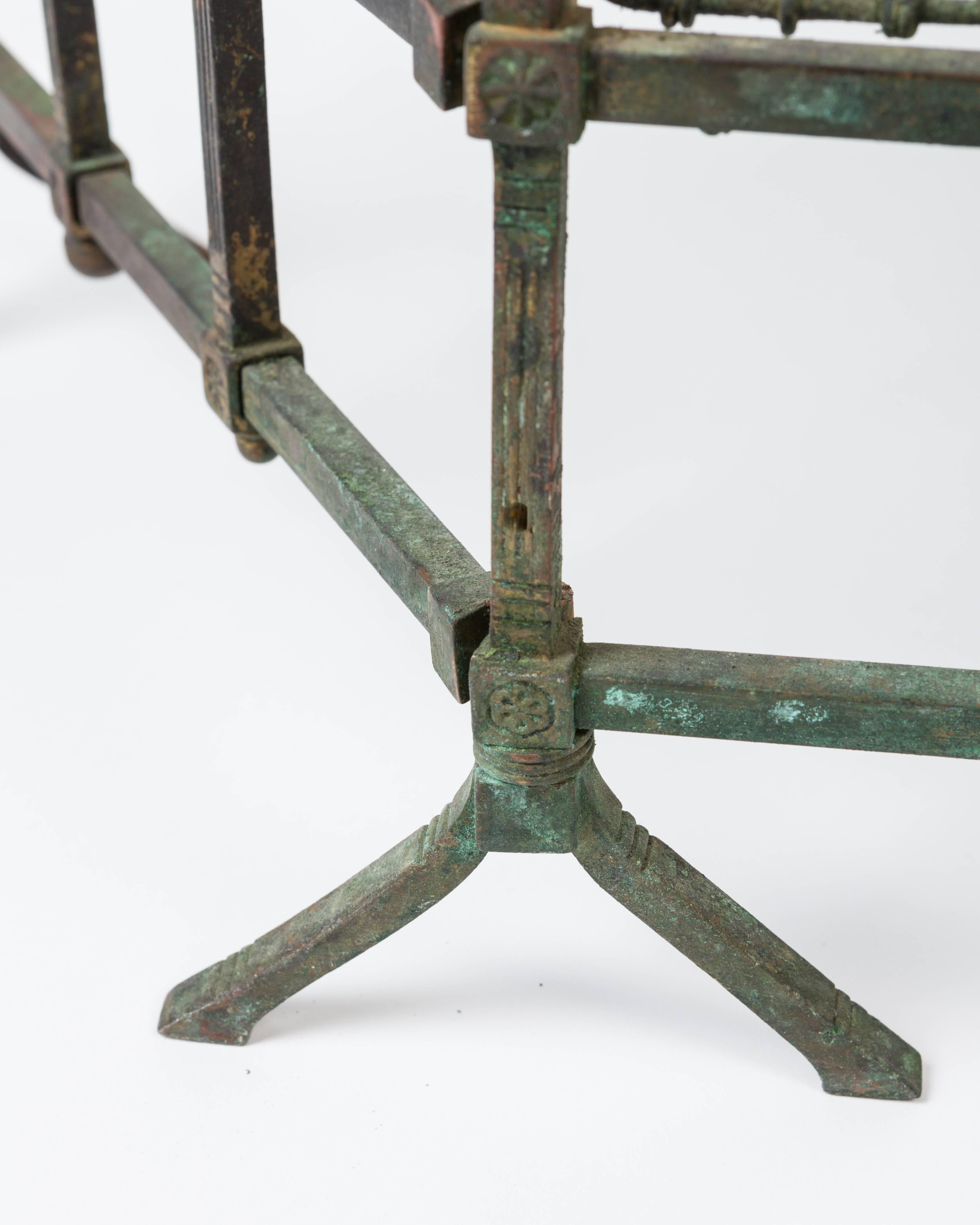 Verdigris Brass Fire Screen, circa 1890 In Good Condition In New York, NY