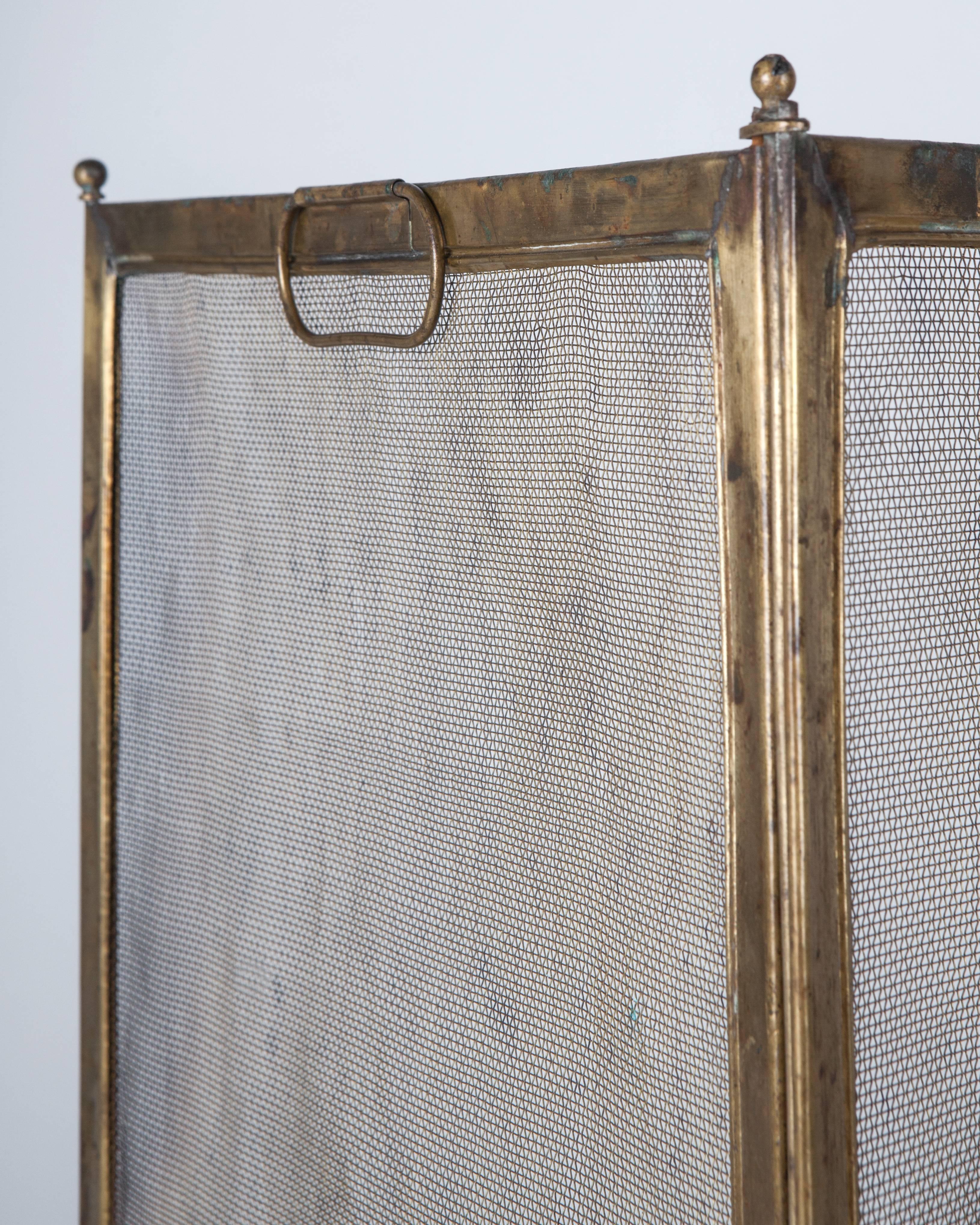 Brass Fireplace Screen, circa 1900 In Good Condition In New York, NY