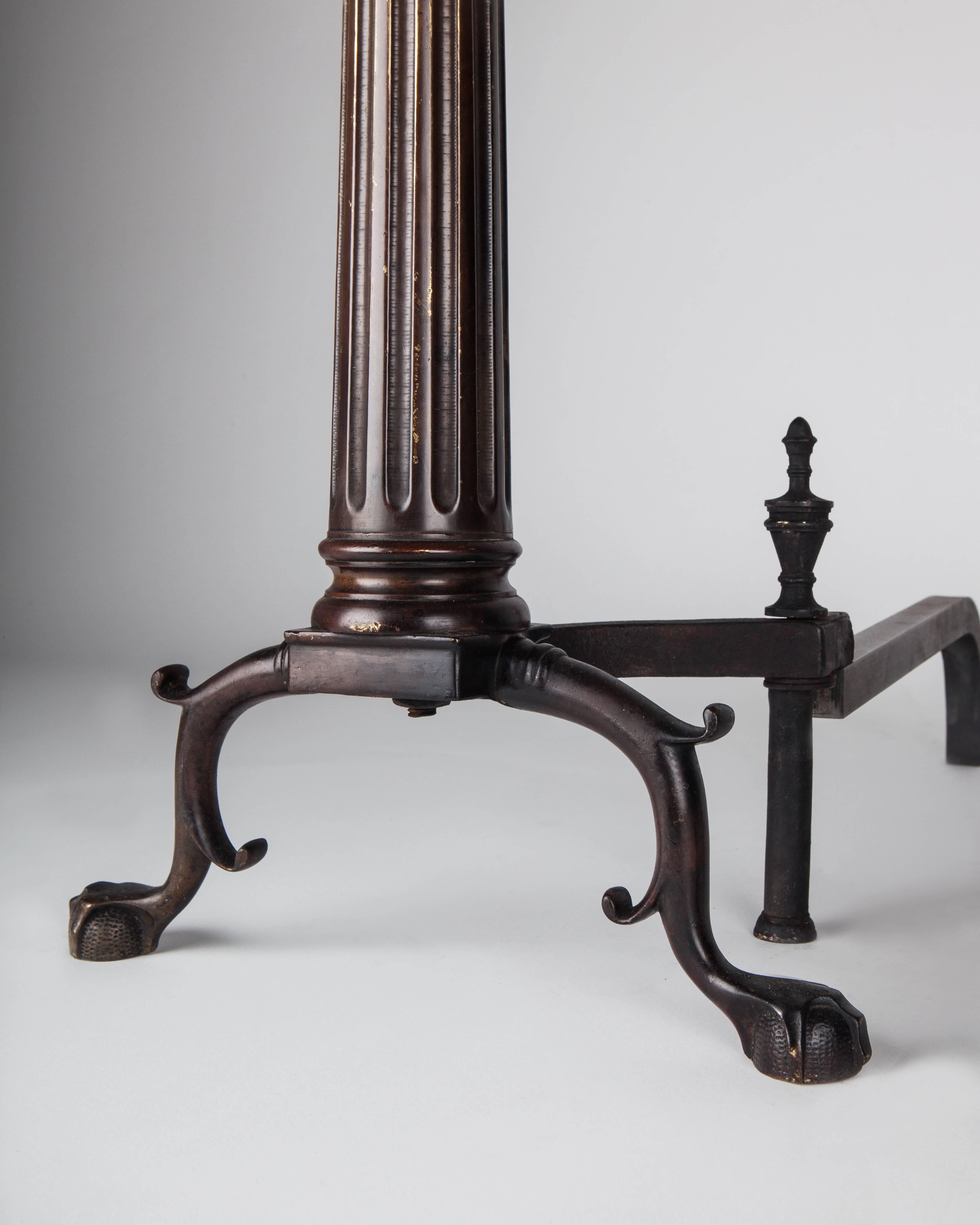 Neoclassical Bronze Andirons, circa 1920 In Excellent Condition In New York, NY