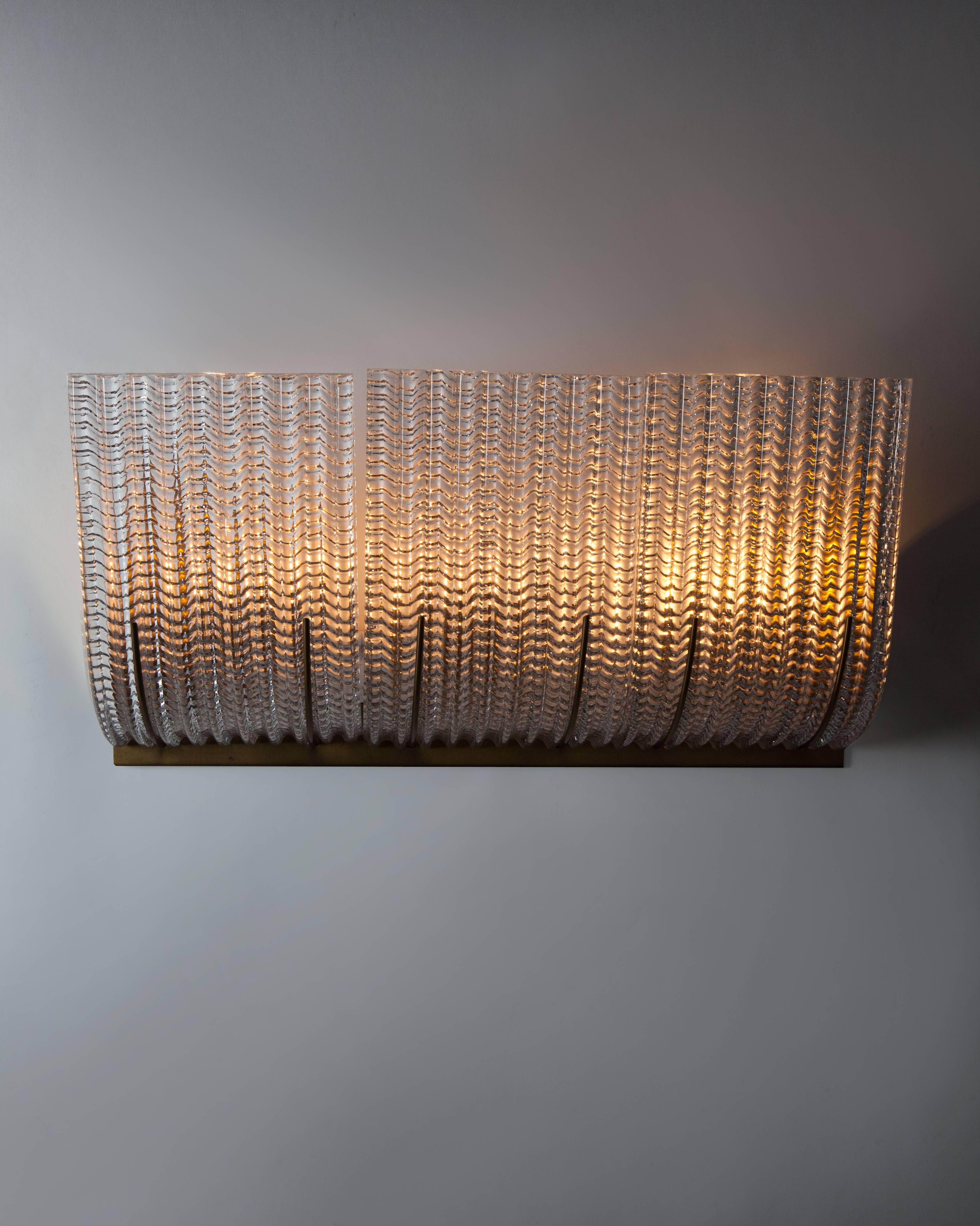European Brass Art Deco Sconce, circa 1950