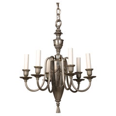 Lampadario a sei bracci in stile Adam in nichel antico di Bradley & Hubbard, 1920 ca.
