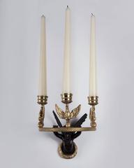 Gilded Empire Hoop Sconce for Candles with Winged Figure and Three Eagles, 1860s