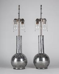 Silver Crackle Glass Lamps, circa 1970