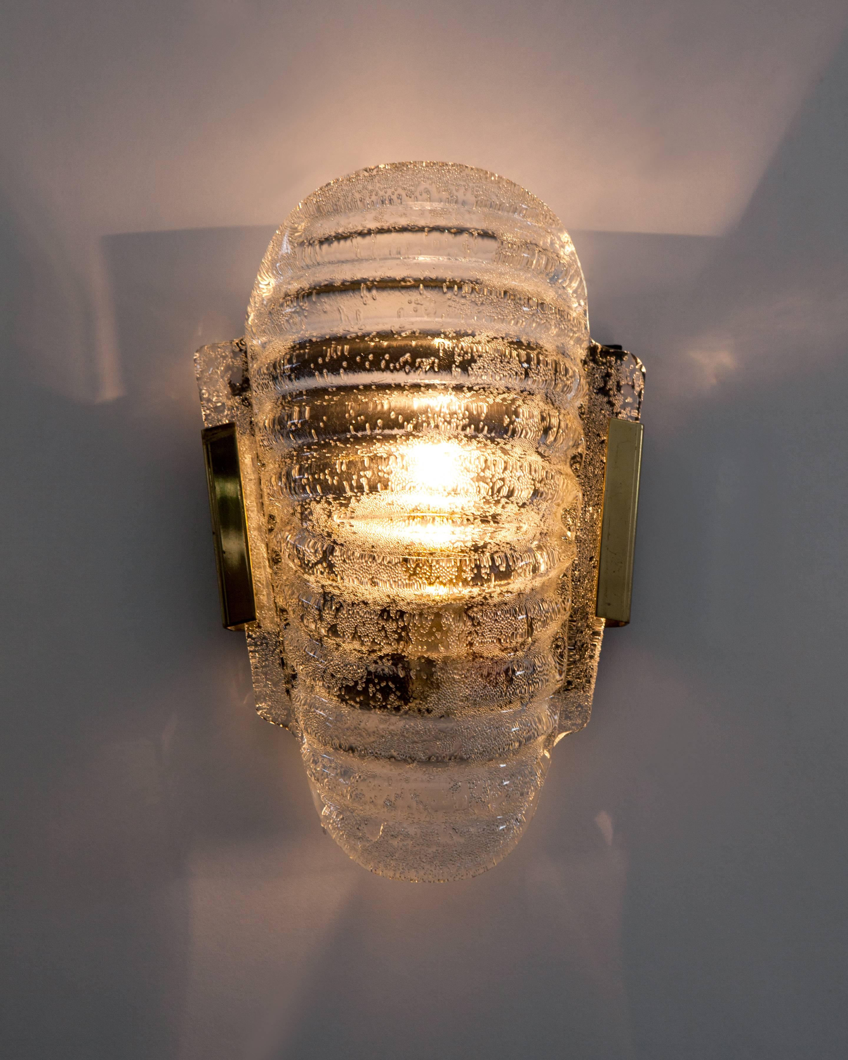 Shell Glass Sconces, circa 1960 In Good Condition In New York, NY