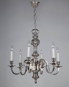Foliate-detailed silverplate chandelier, circa 1920
